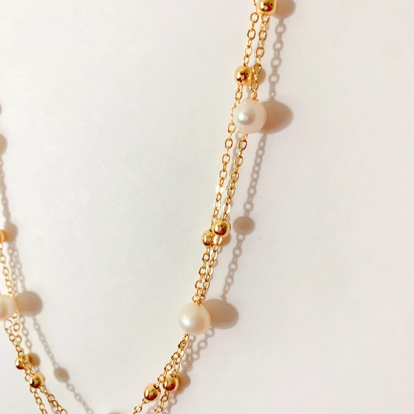Natural Freshwater White Pearl Necklace Bright Luster Gloss 14K Gold Plated Heart