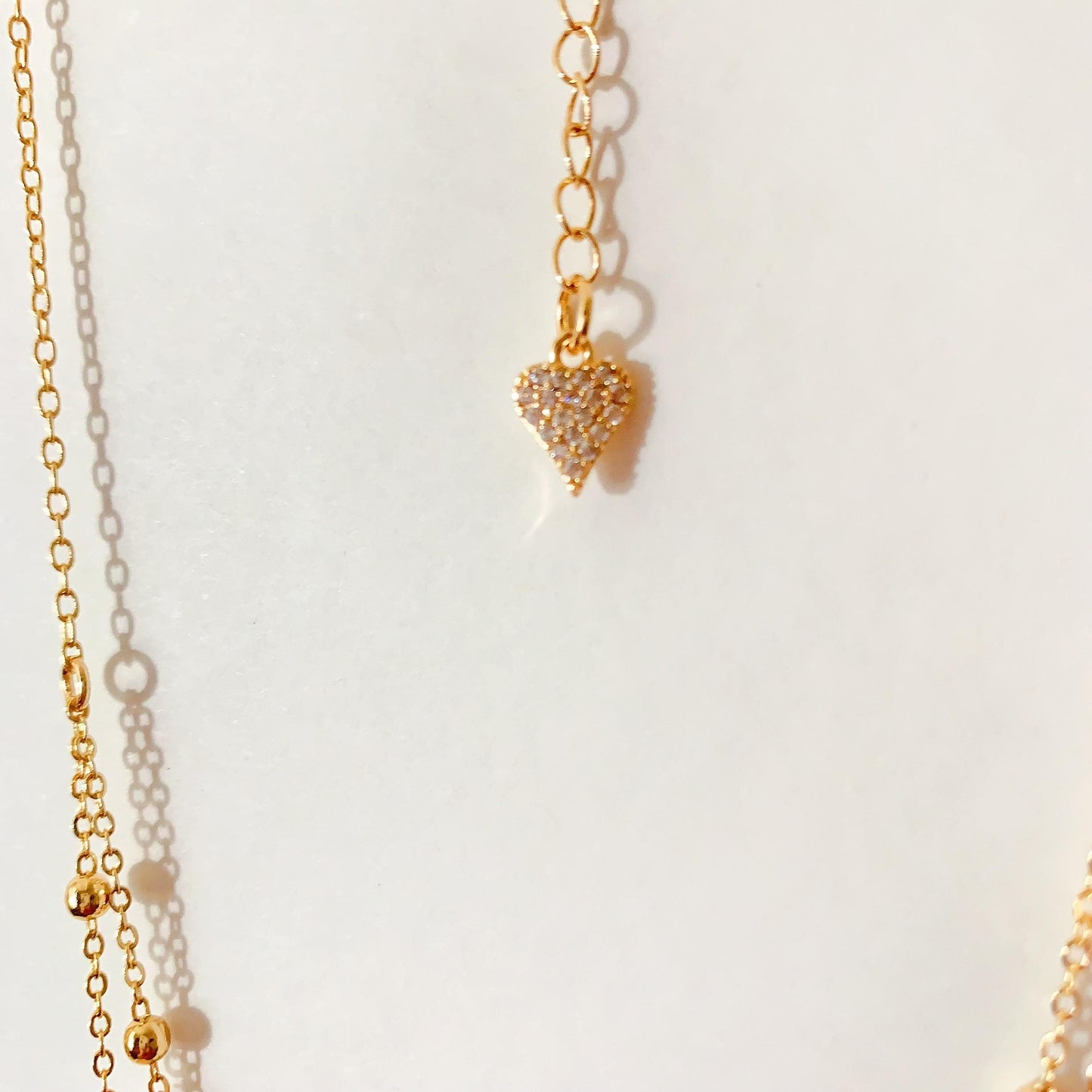 Natural Freshwater White Pearl Necklace Bright Luster Gloss 14K Gold Plated Heart