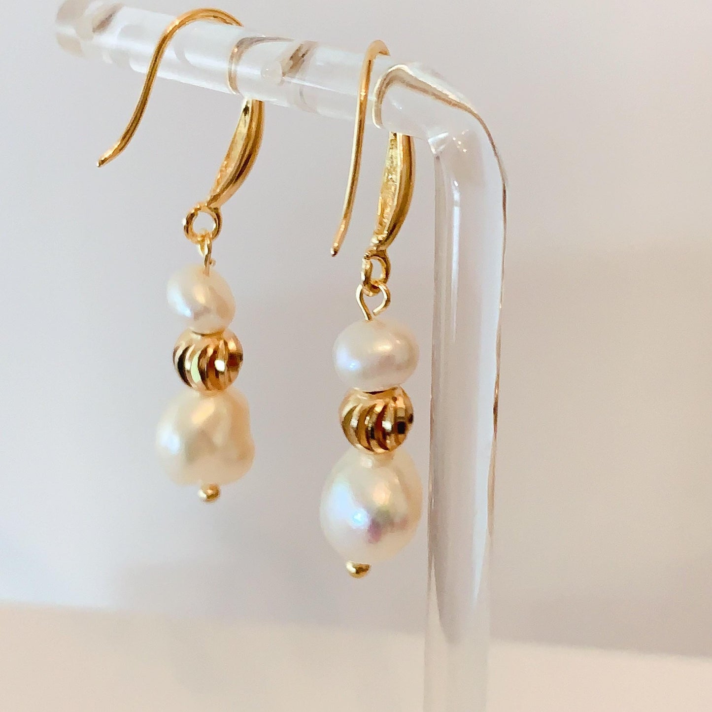 Baroque Pearl Drop Earrings: 14K Gold Filled Dangle Earrings