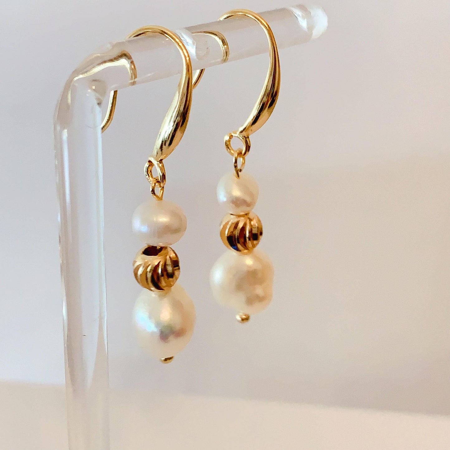 Baroque Pearl Drop Earrings: 14K Gold Filled Dangle Earrings