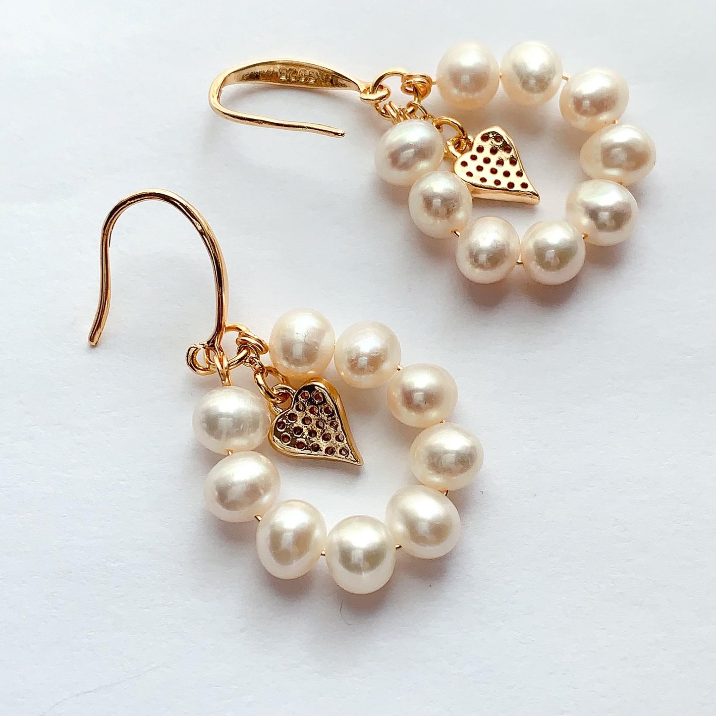 Handmade 18k Gold Filled Pearl Earrings: Natural Gemstone Studs