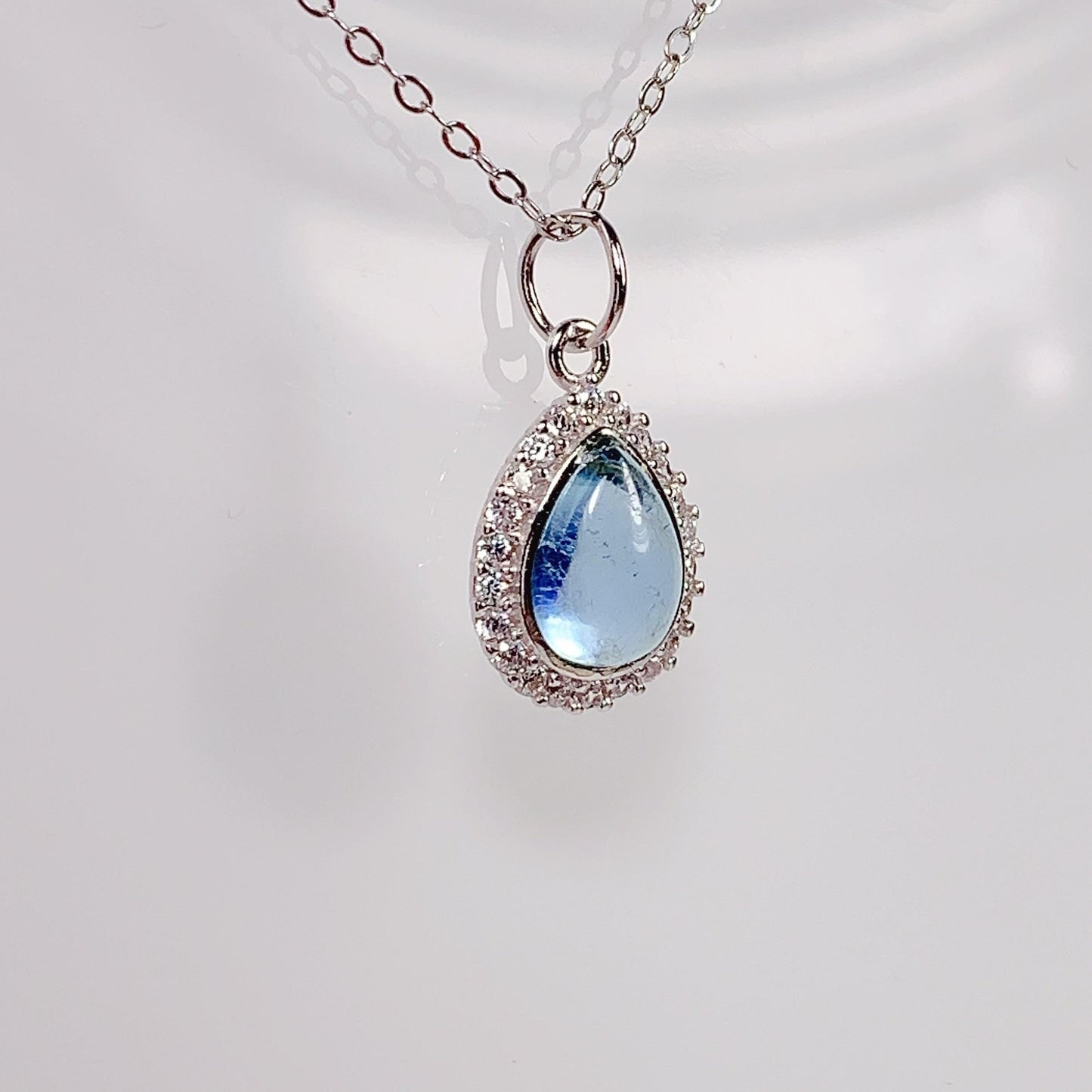 Aquamarine Drop Necklace: 18K Gold Plated Sterling Silver Pendant