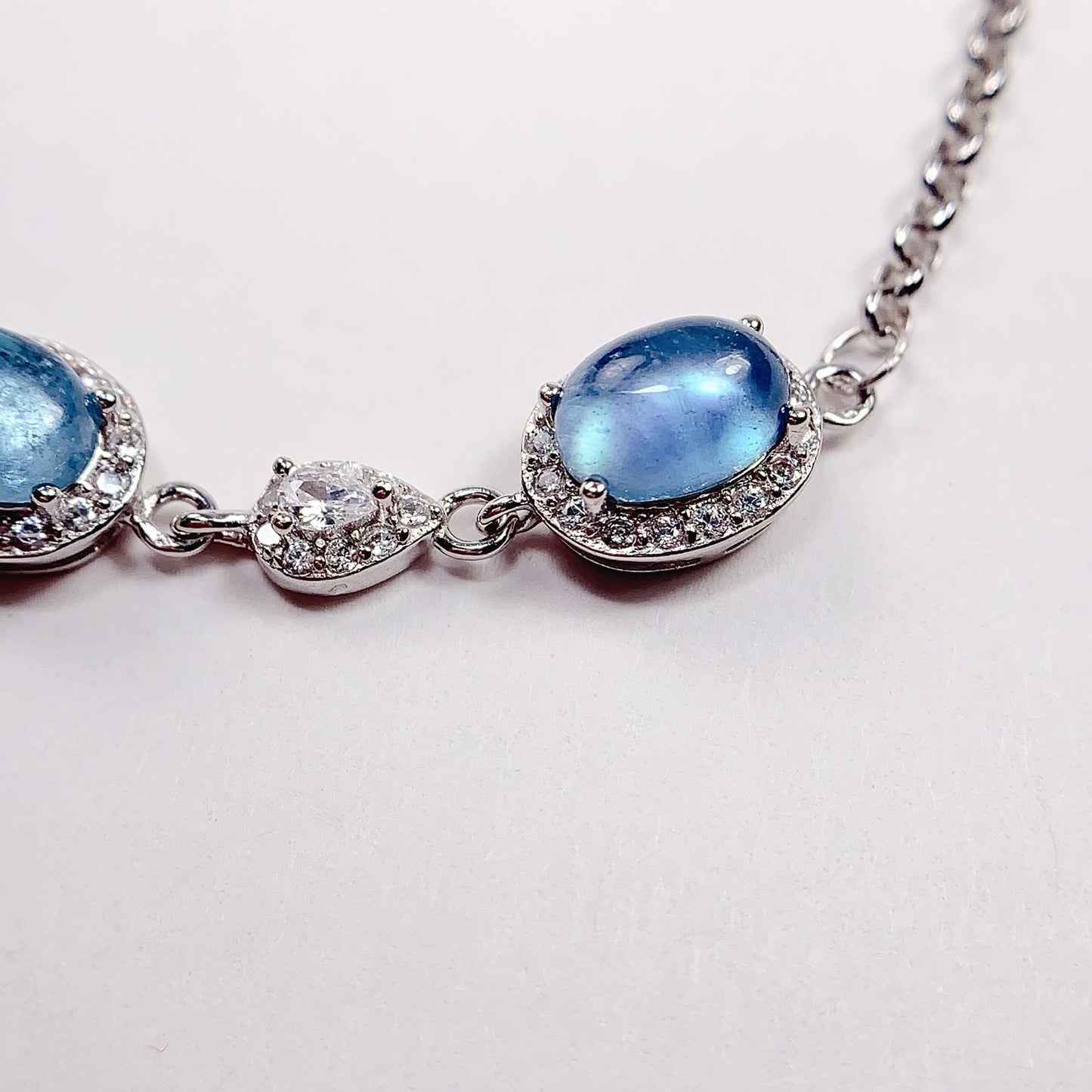 Aquamarine Sterling Silver Bracelet: 18K White Gold Plated
