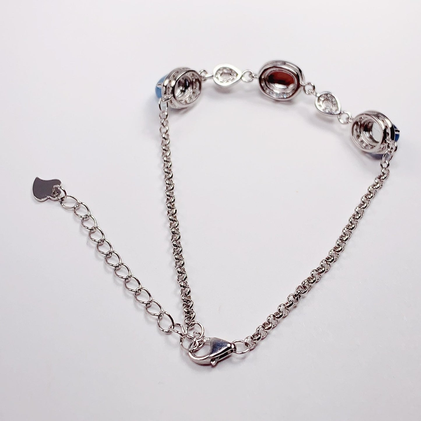 Aquamarine Sterling Silver Bracelet: 18K White Gold Plated