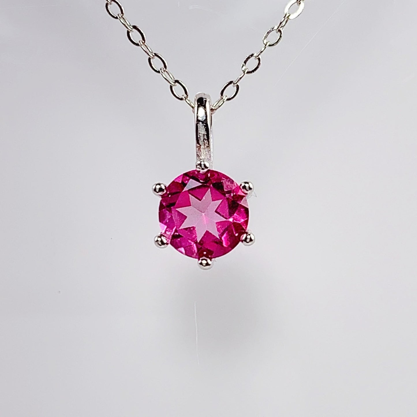 Pink Topaz Sterling Silver Pendant Necklace: 18K Gold Plated
