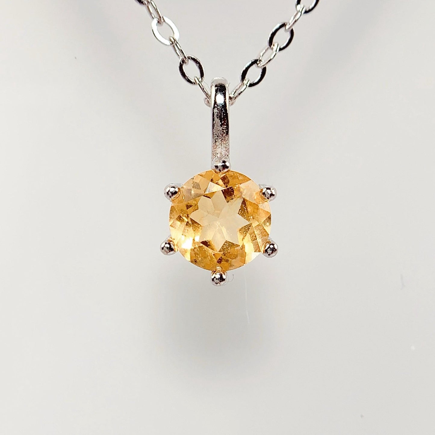 Citrine Pendant Necklace: 18K Gold Plated Sterling Silver, November Birthstone