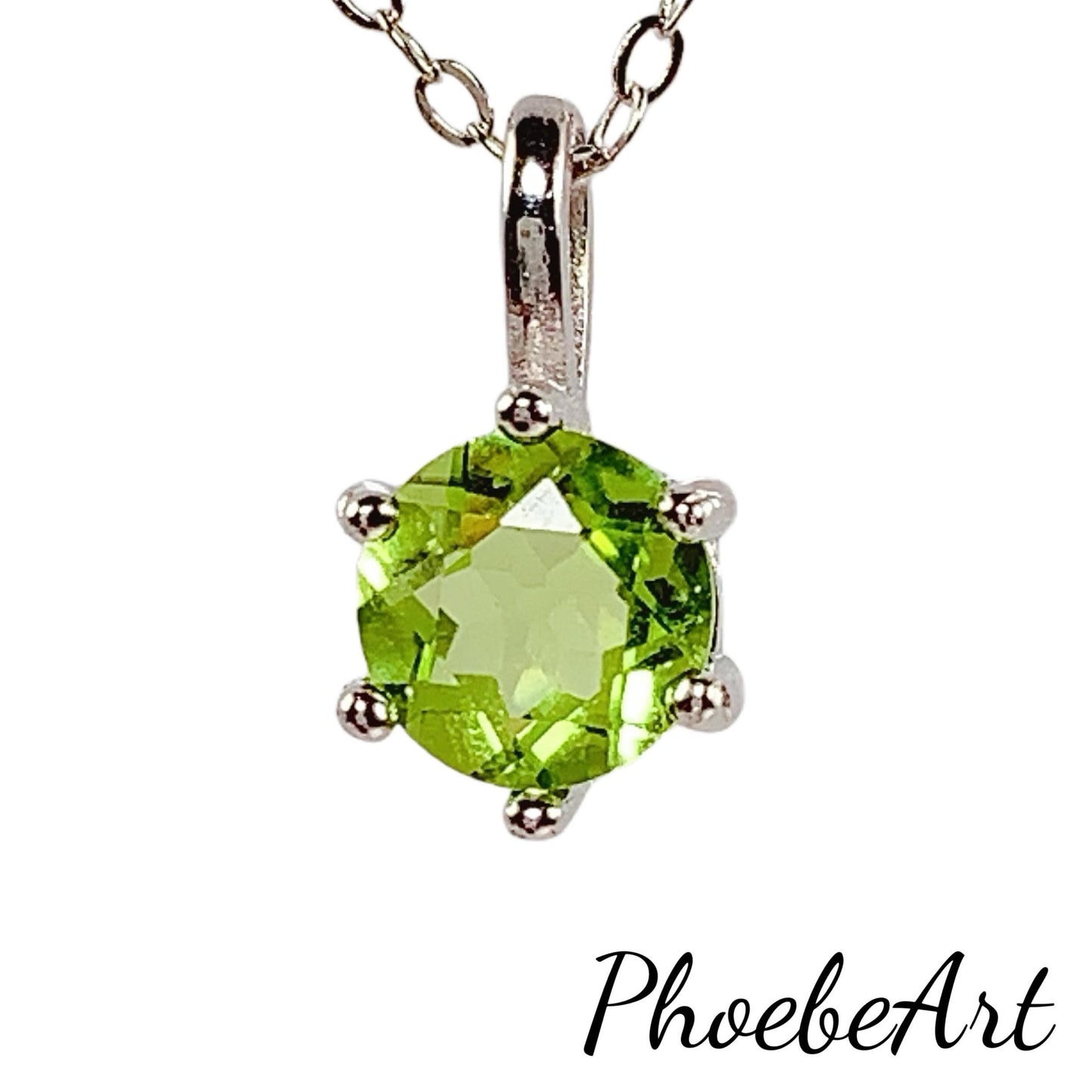 Green Peridot Sterling Silver Necklace: 18K Gold Plated Pendant