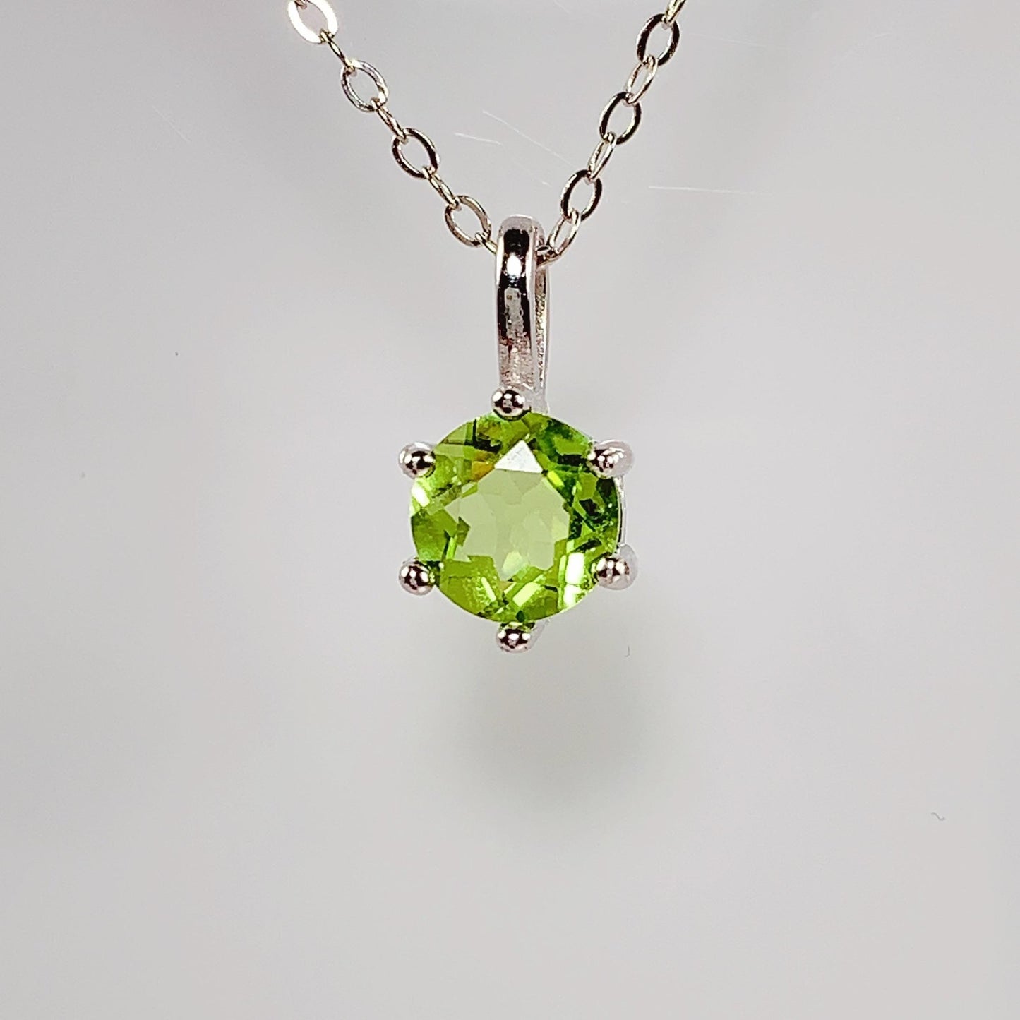 Green Peridot Sterling Silver Necklace: 18K Gold Plated Pendant