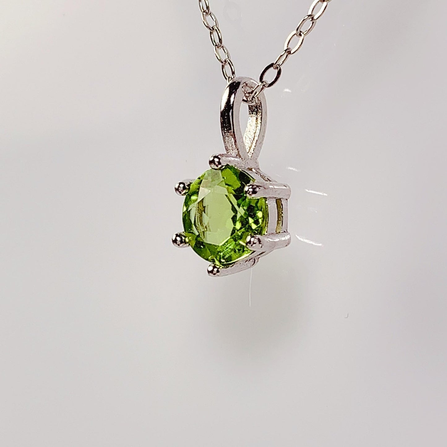 Green Peridot Sterling Silver Necklace: 18K Gold Plated Pendant