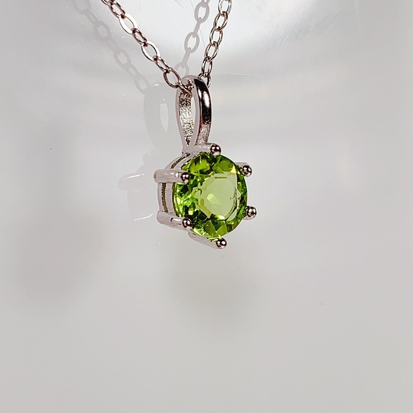 Green Peridot Sterling Silver Necklace: 18K Gold Plated Pendant