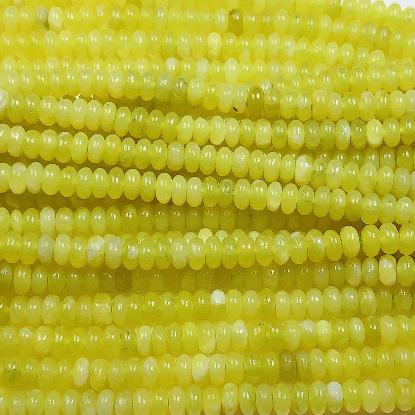 Natural Lemon Serpentine Jade Smooth Rondelle Beads Yellow Green Gemstone Strand 15"