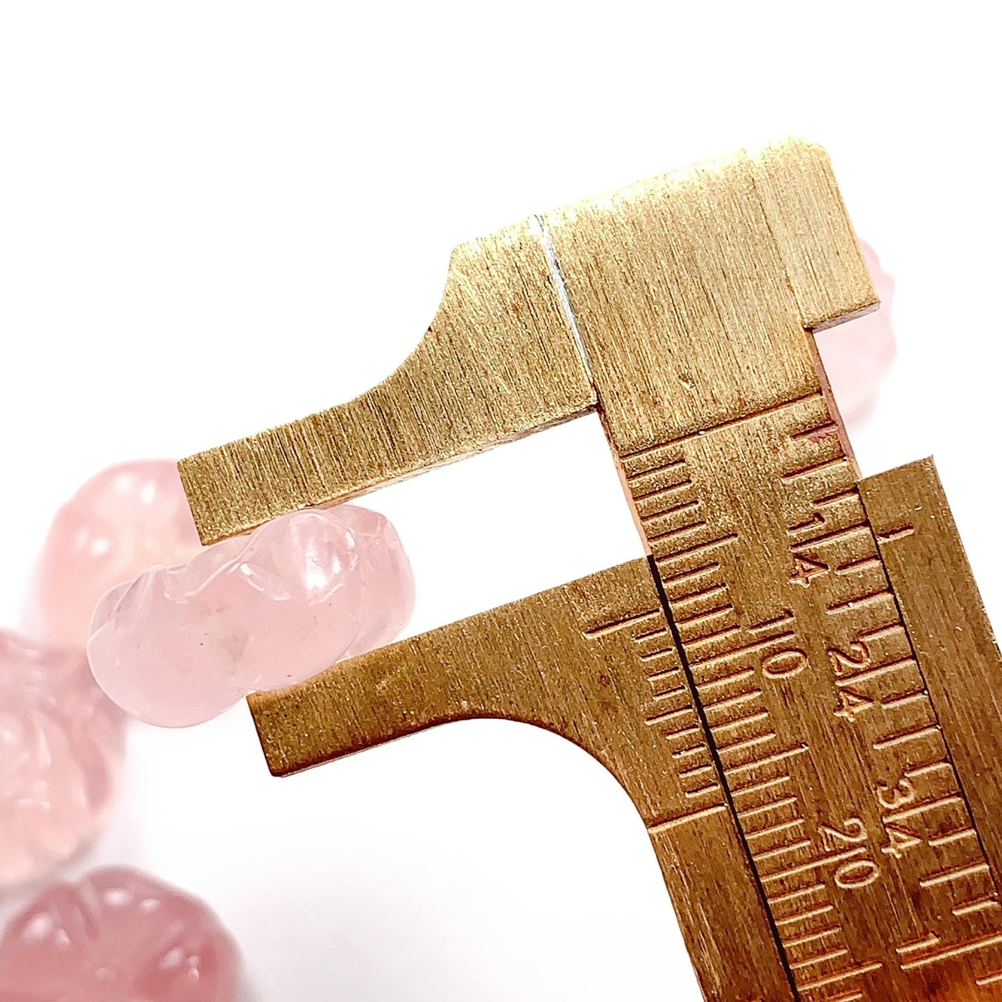15mm Rose Quartz Bead: Hand-Carved Peony Flower, AAA Grade