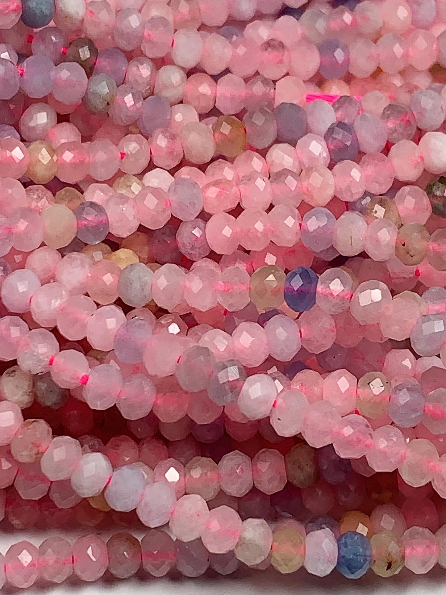 Aquamarine Morganite Rondelle Beads: Natural Gemstone Strand 3mm-4mm