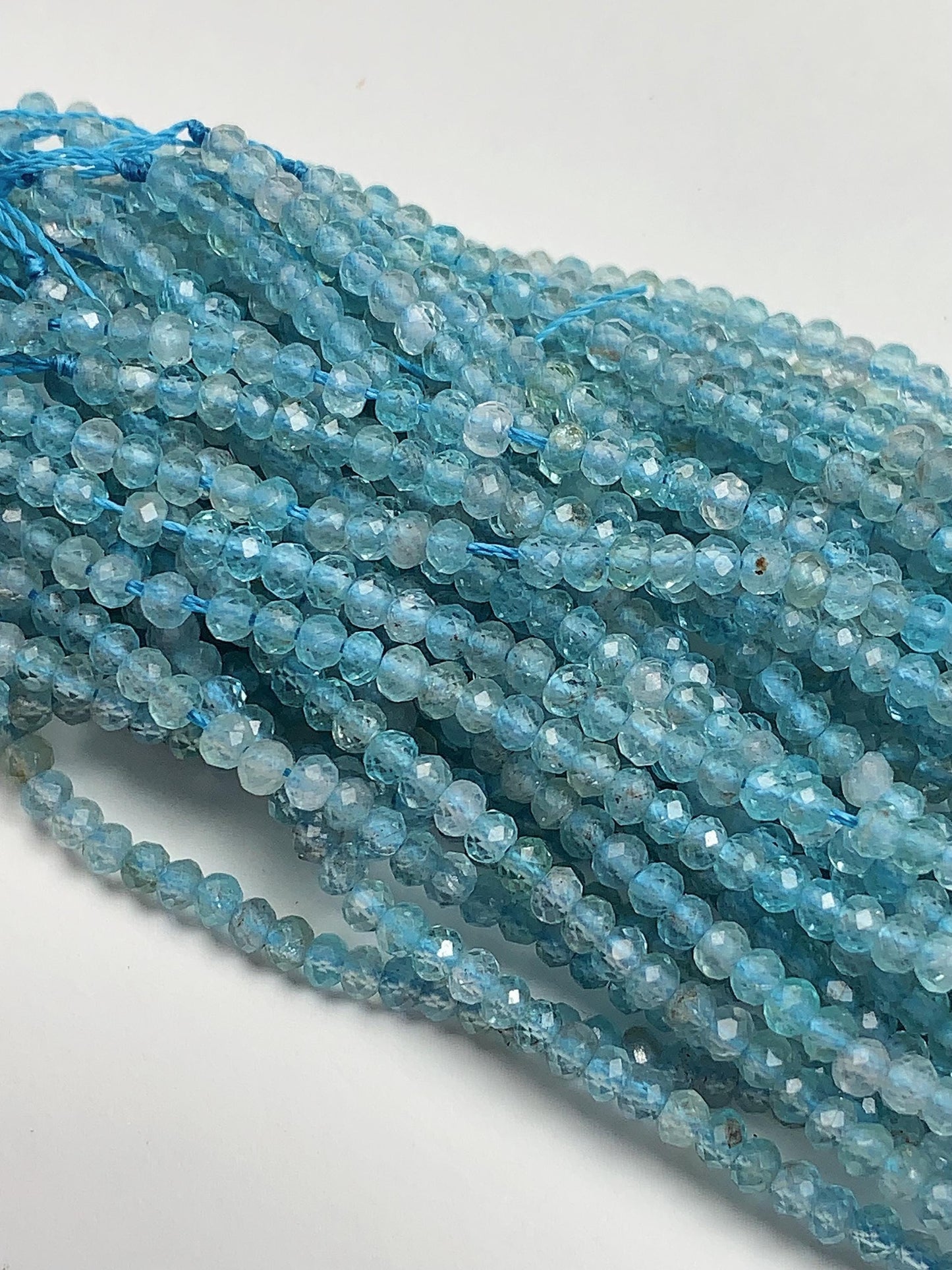 Genuine Natural transparent Blue Apatite Faceted Rondelle Beads 15.5" Strand 2x3mm