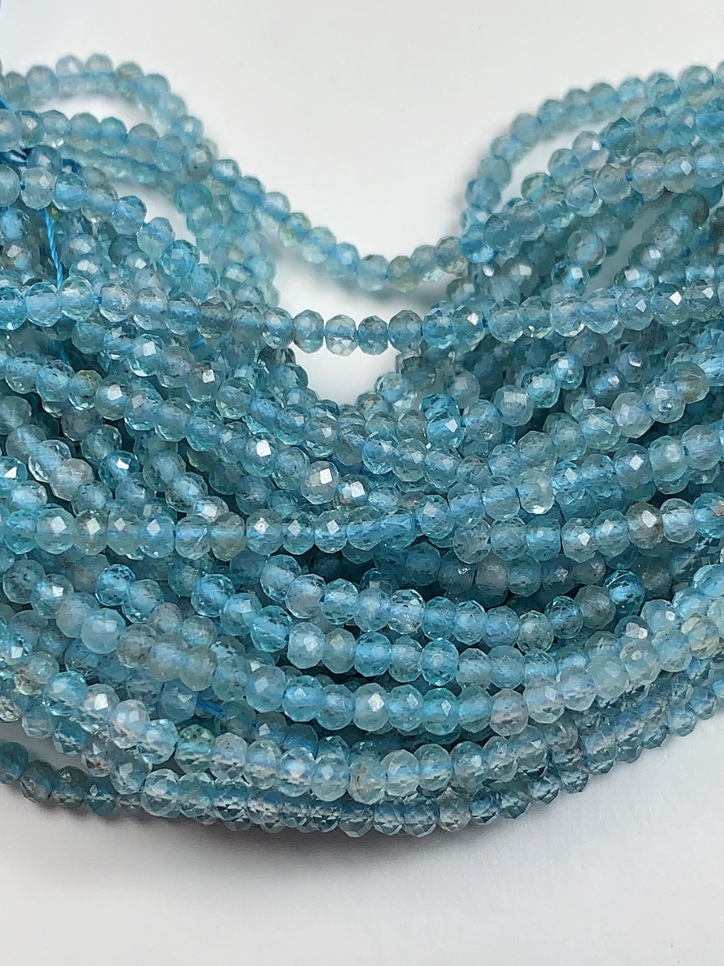 Genuine Natural transparent Blue Apatite Faceted Rondelle Beads 15.5" Strand 2x3mm