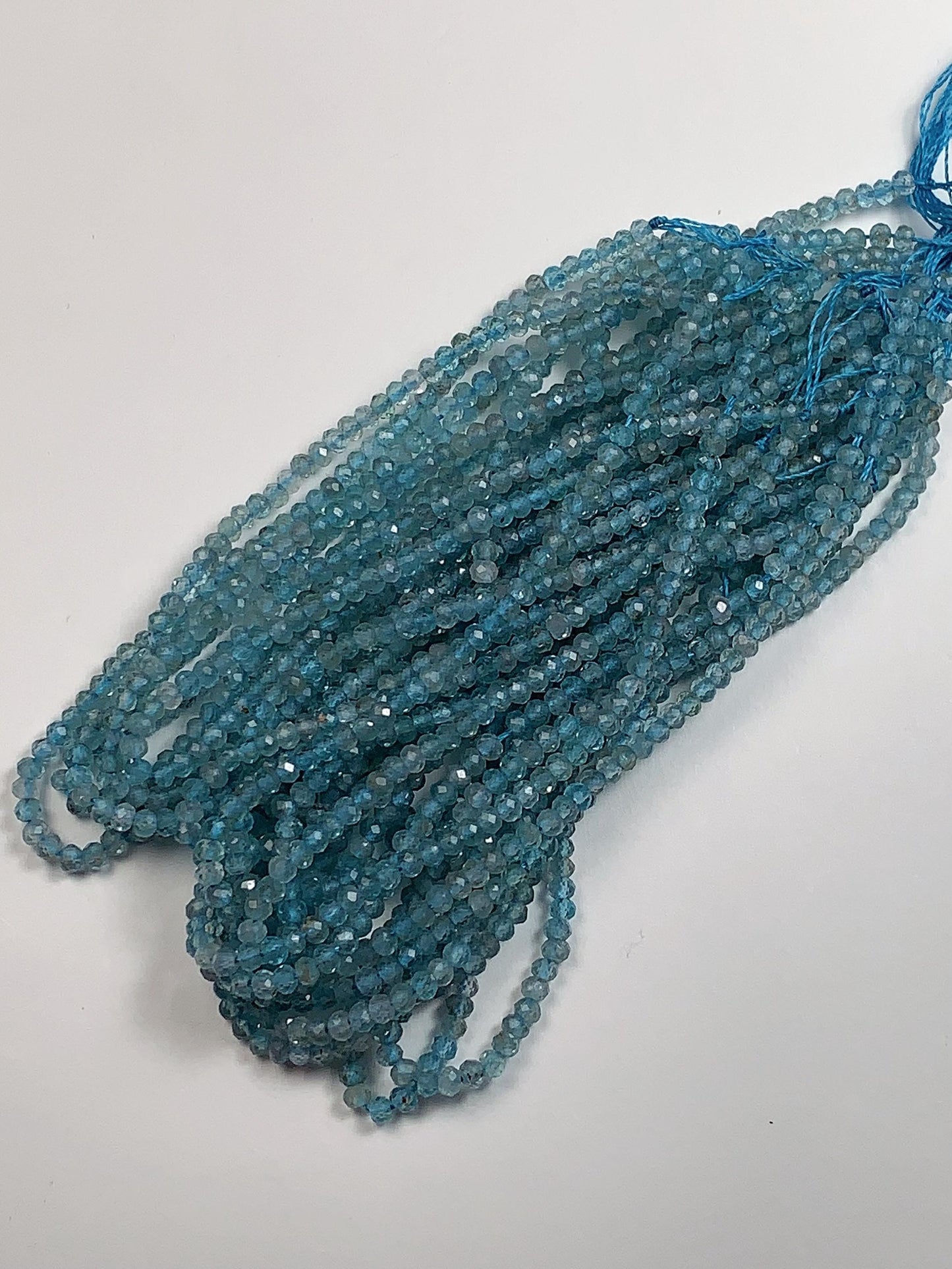Genuine Natural transparent Blue Apatite Faceted Rondelle Beads 15.5" Strand 2x3mm