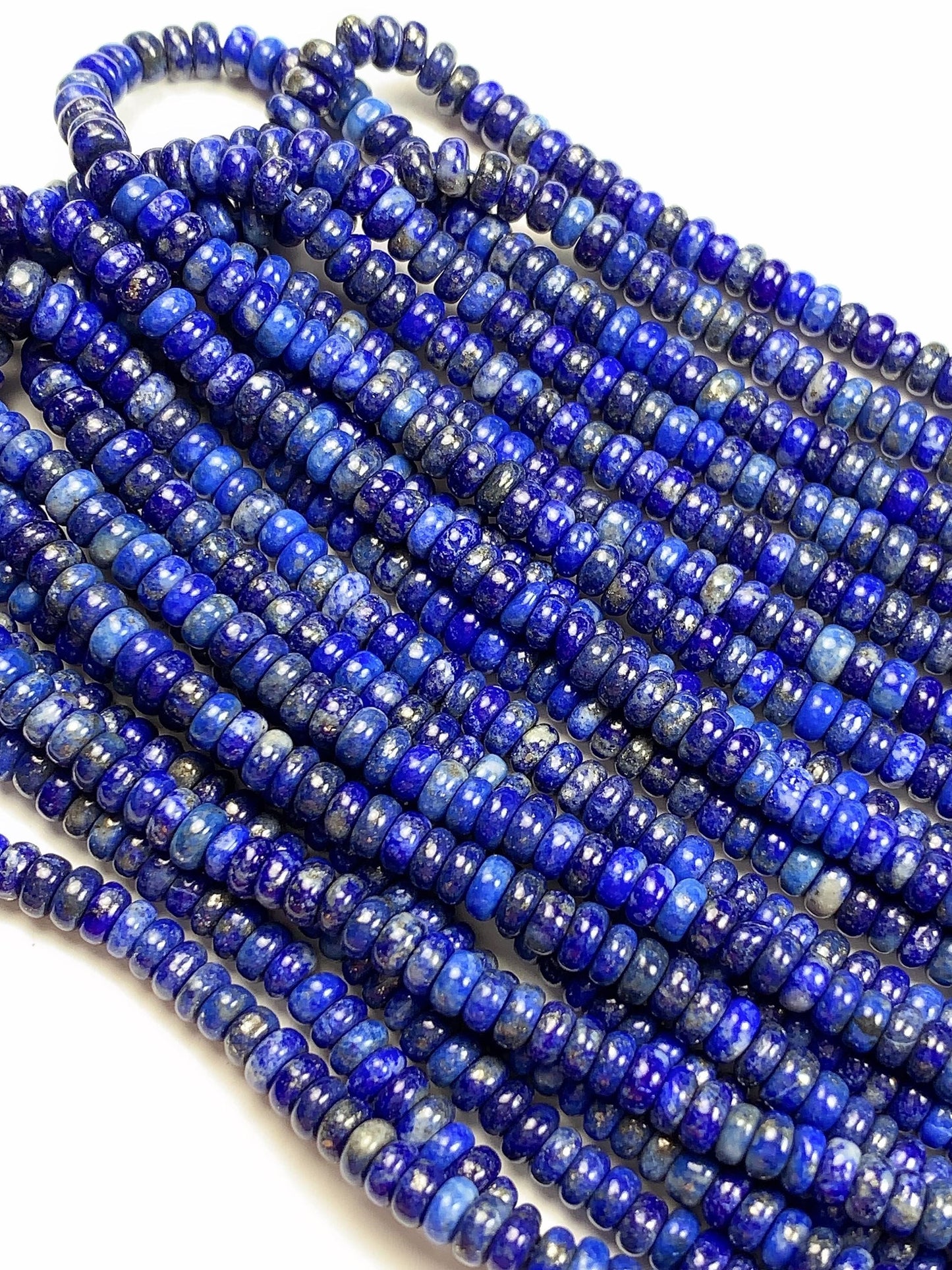 2x4mm Natural blue Lapis Lazuli Smooth Rondelle Beads 15.5" Strand