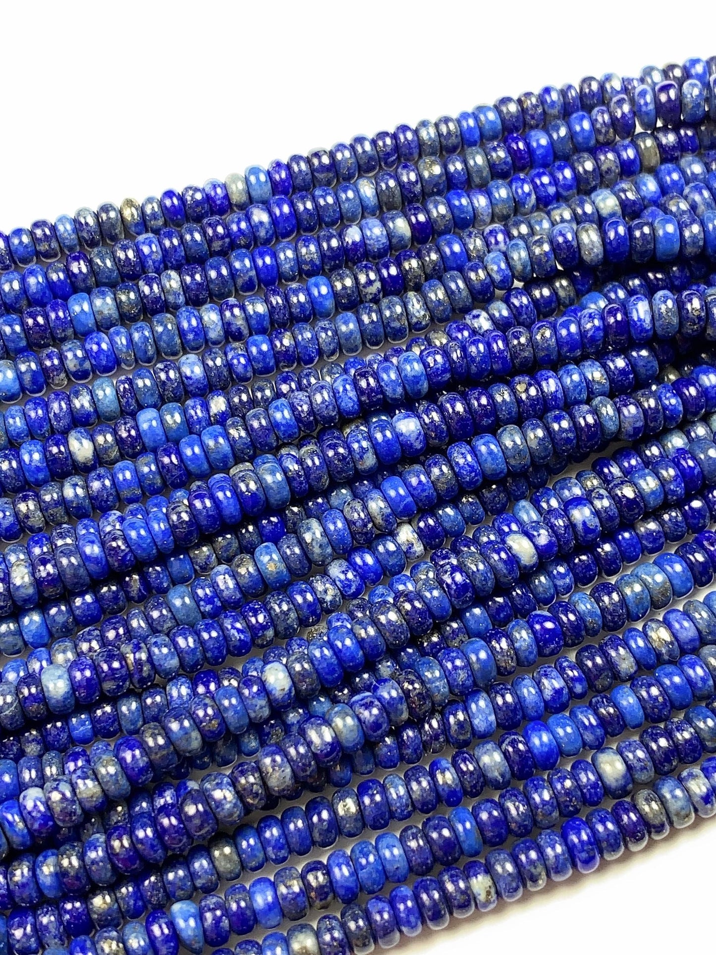 2x4mm Natural blue Lapis Lazuli Smooth Rondelle Beads 15.5" Strand