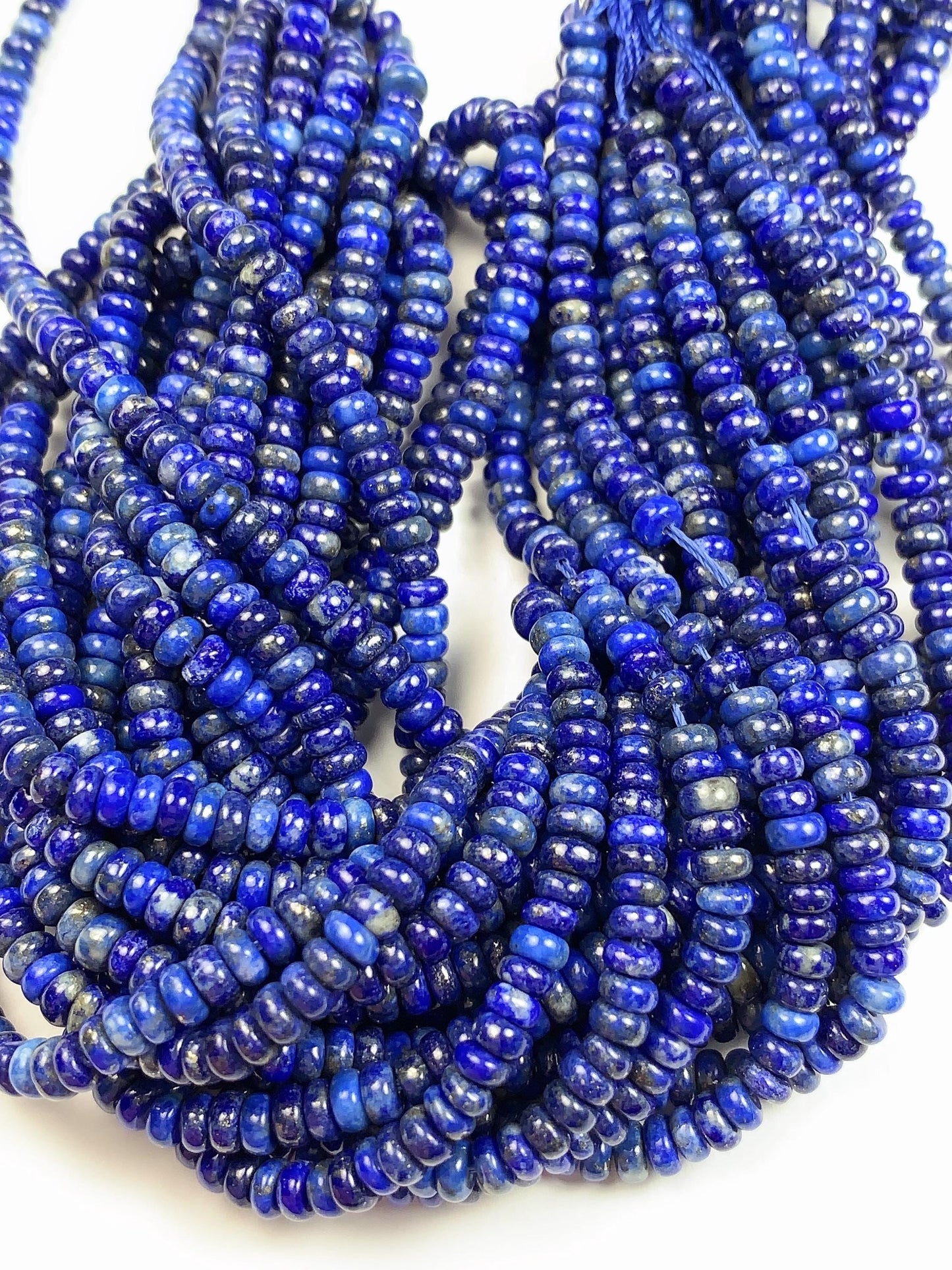 2x4mm Natural blue Lapis Lazuli Smooth Rondelle Beads 15.5" Strand