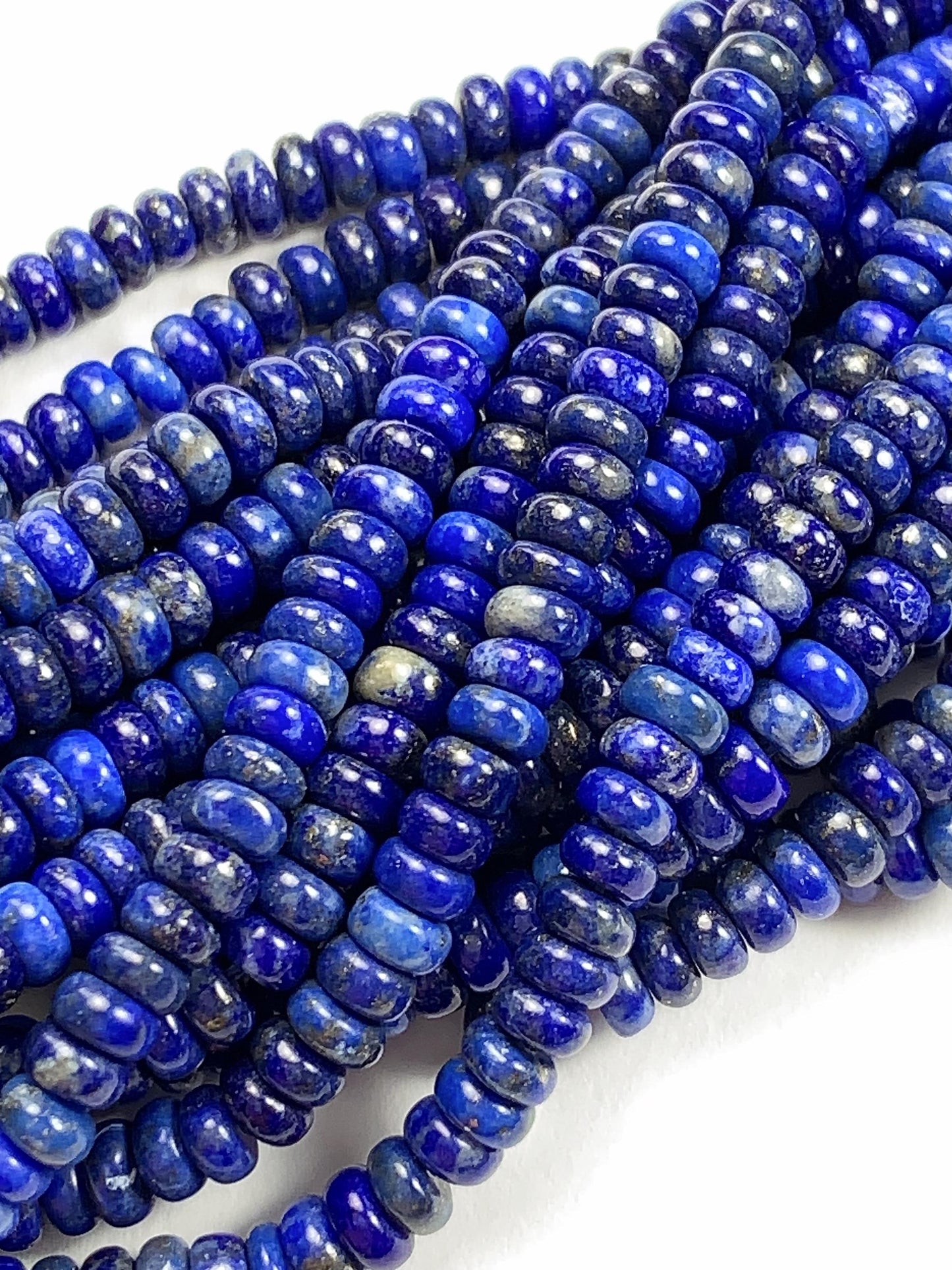 2x4mm Natural blue Lapis Lazuli Smooth Rondelle Beads 15.5" Strand