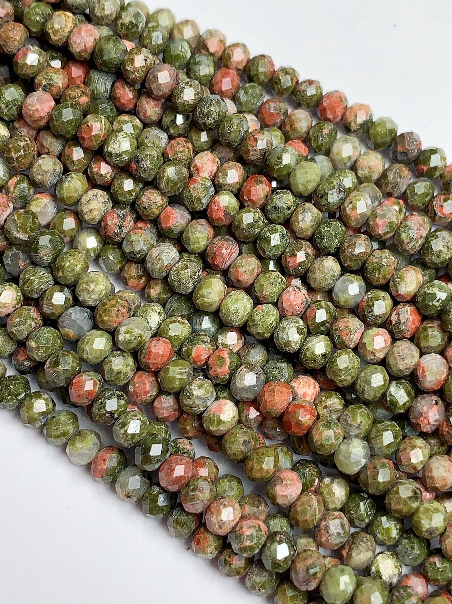 High Quality AAA Genuine Natural Green Malachite Faceted Rondelle Beads 15.5" Strand