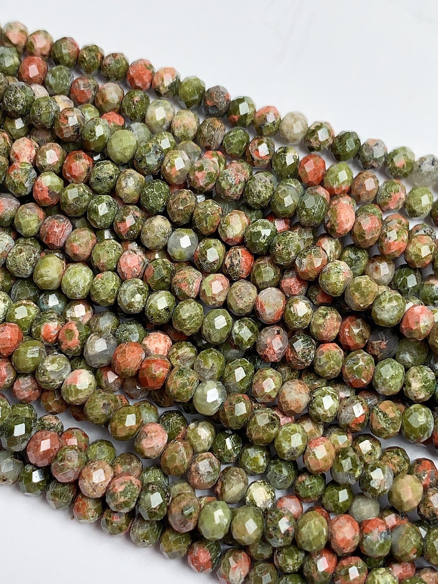 High Quality AAA Genuine Natural Green Malachite Faceted Rondelle Beads 15.5" Strand