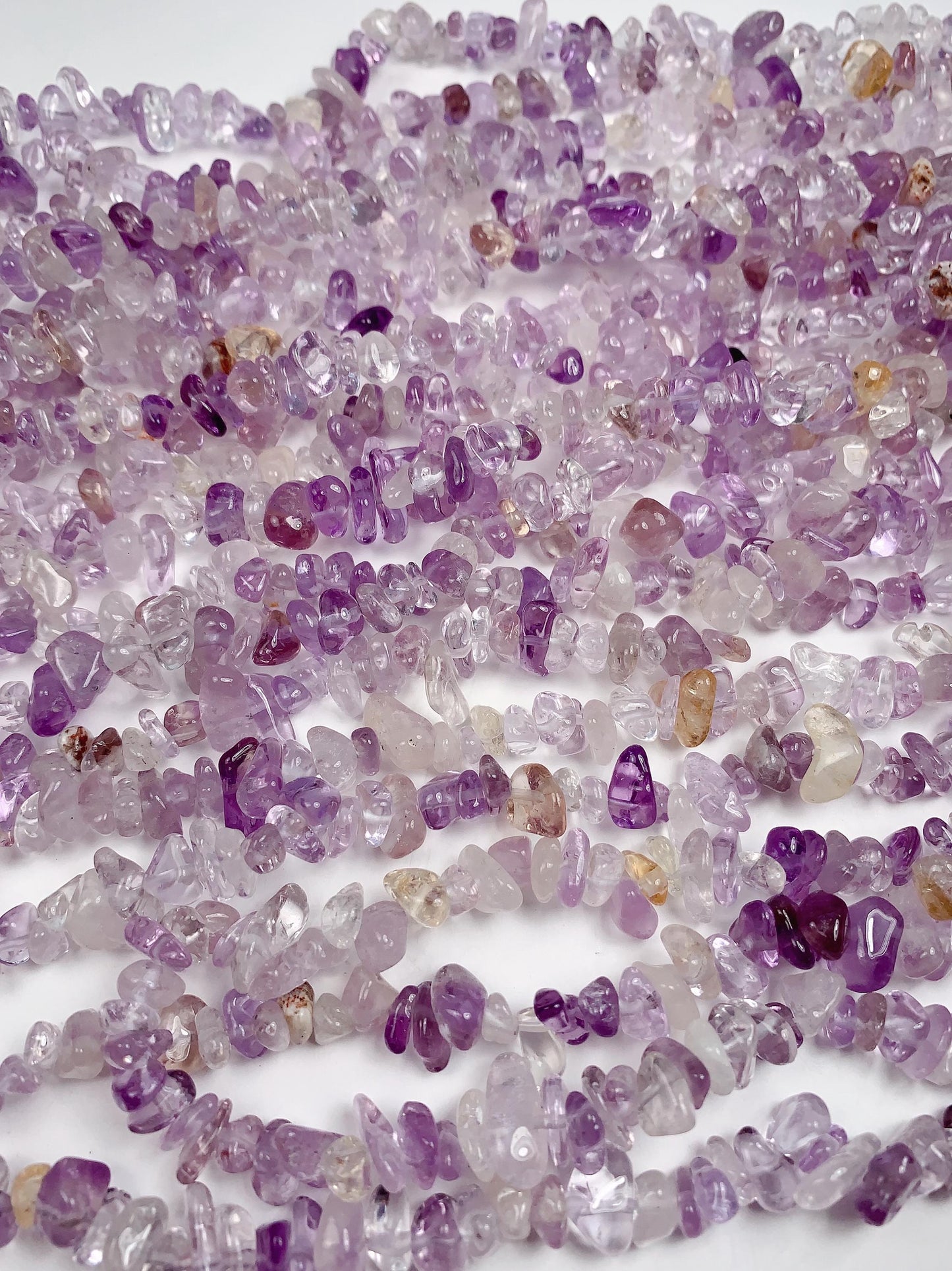 Amethyst Citrine Chip Beads: Natural Gemstone Nugget Strand, 32"
