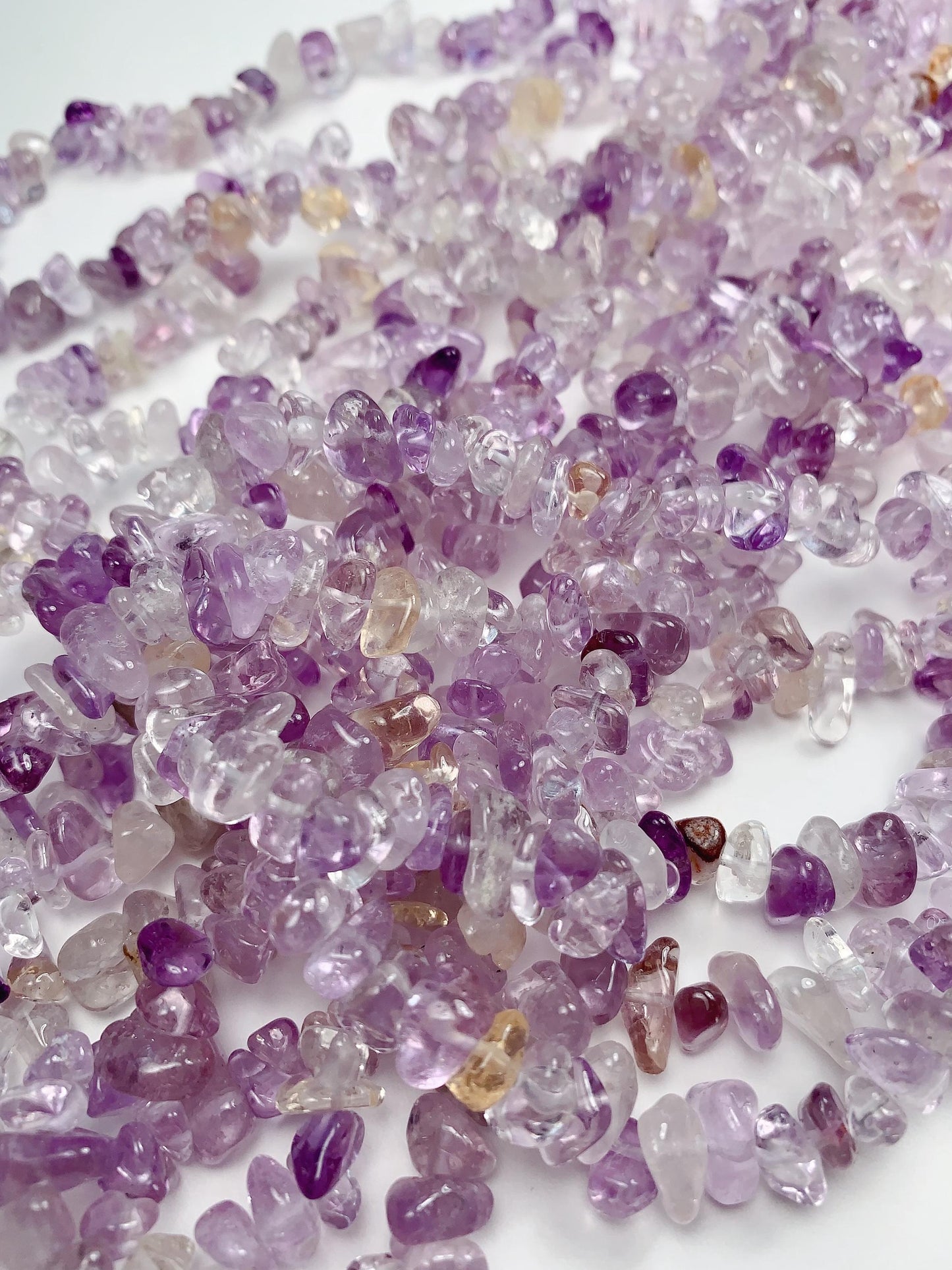 Amethyst Citrine Chip Beads: Natural Gemstone Nugget Strand, 32"