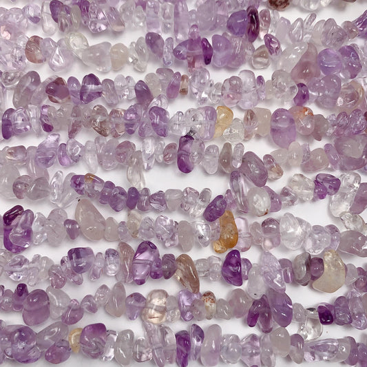 Amethyst Citrine Chip Beads: Natural Gemstone Nugget Strand, 32"