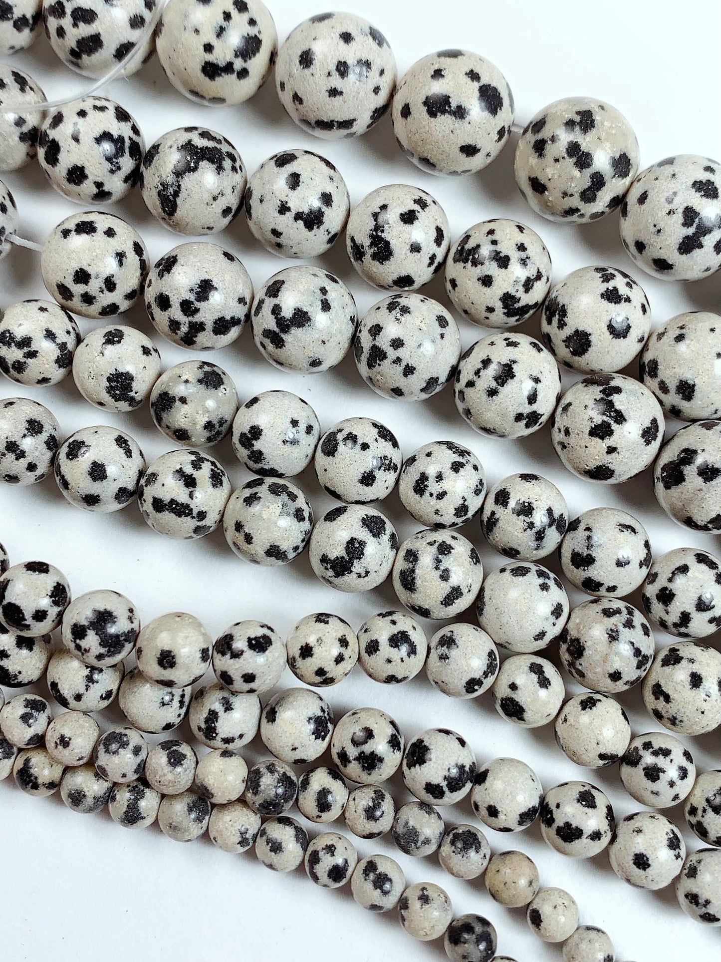 Natural Dalmatian Jasper Beads: Smooth Round Gemstone Strand