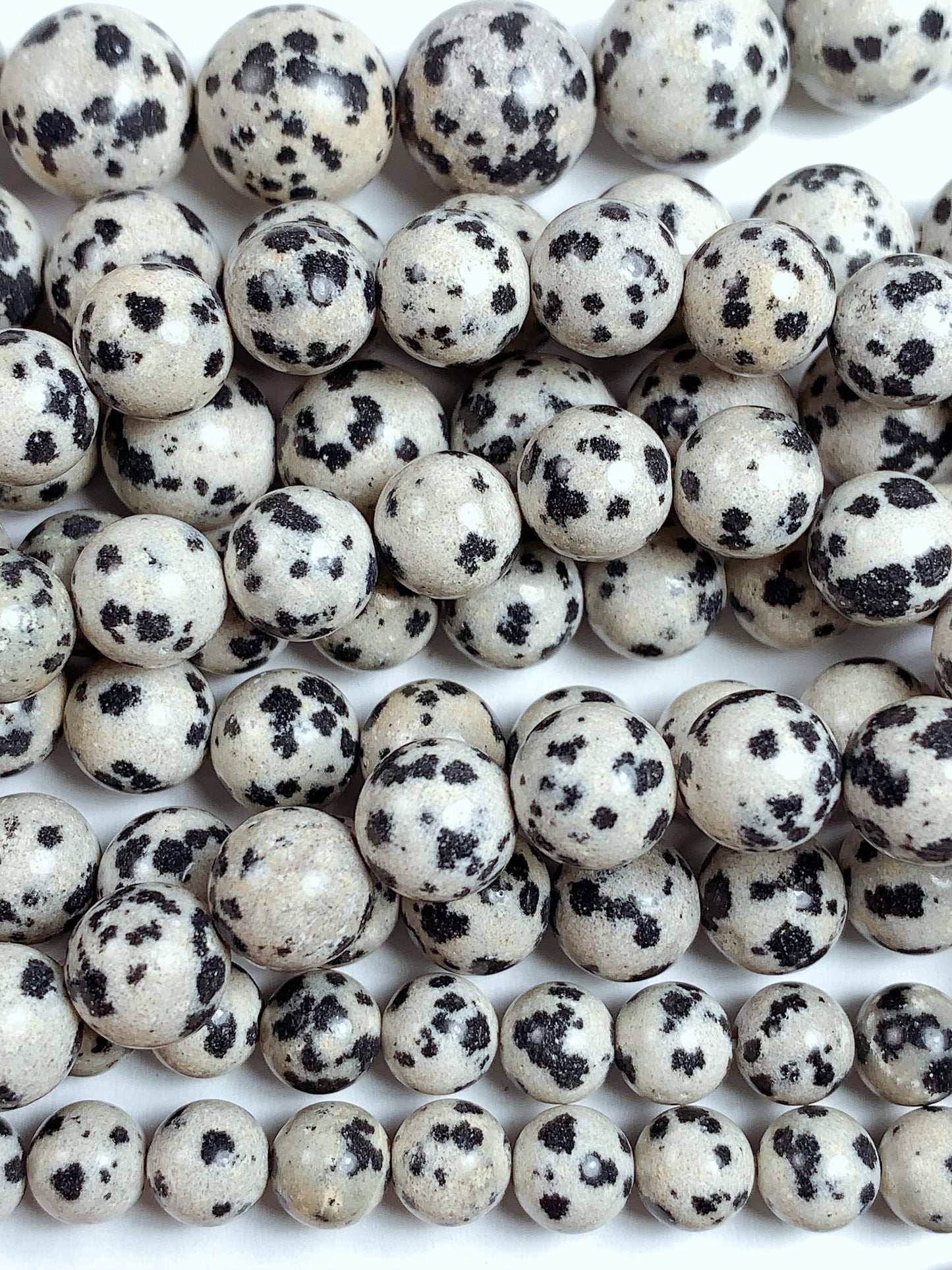 Natural Dalmatian Jasper Beads: Smooth Round Gemstone Strand