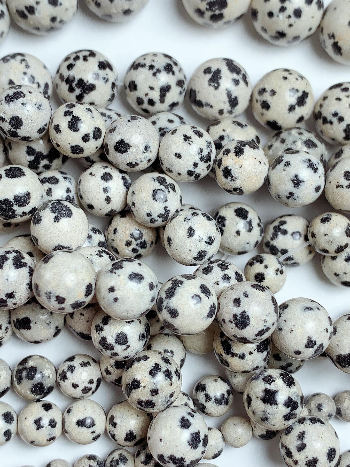 Natural Dalmatian Jasper Beads: Smooth Round Gemstone Strand
