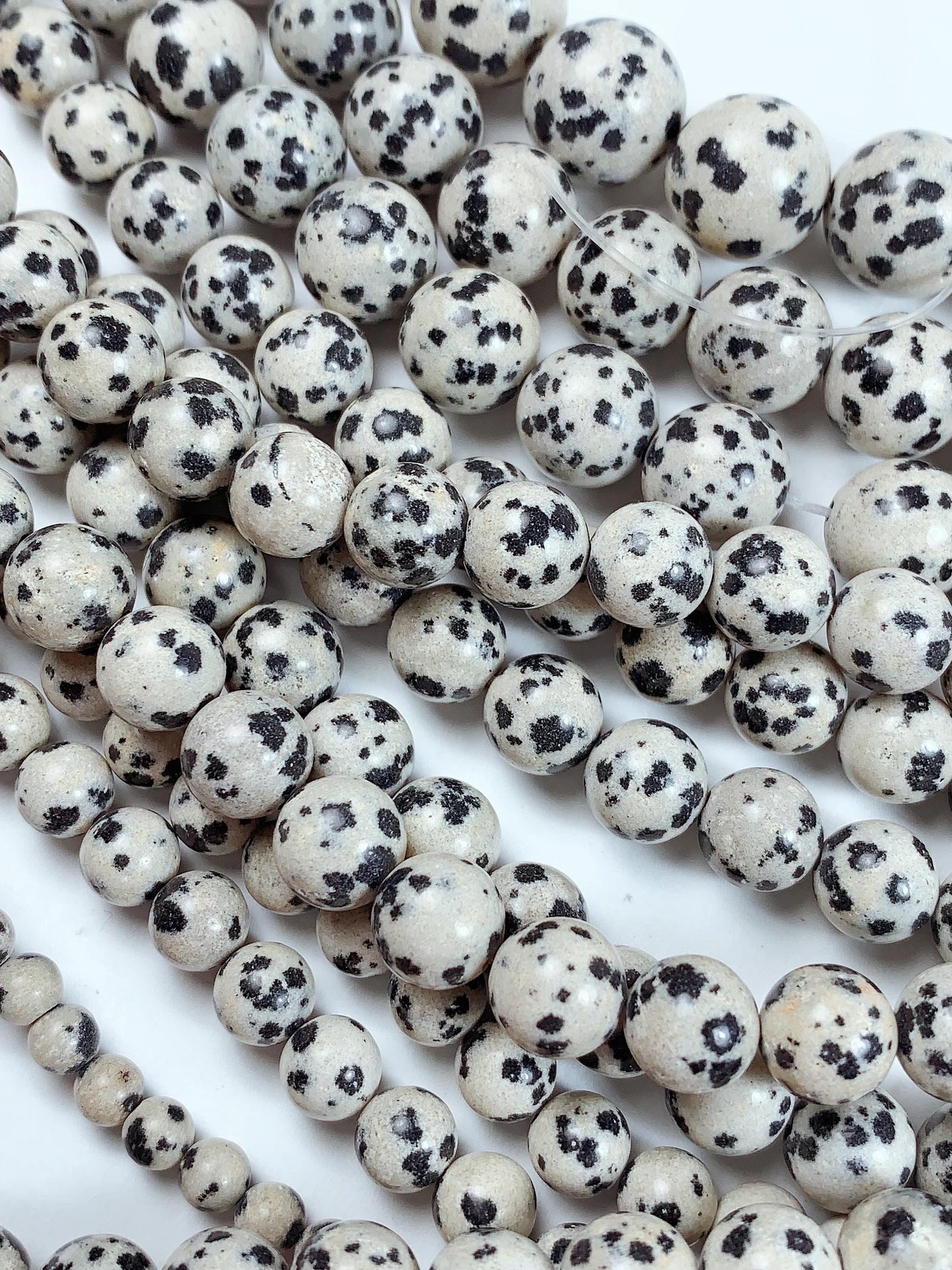 Natural Dalmatian Jasper Beads: Smooth Round Gemstone Strand