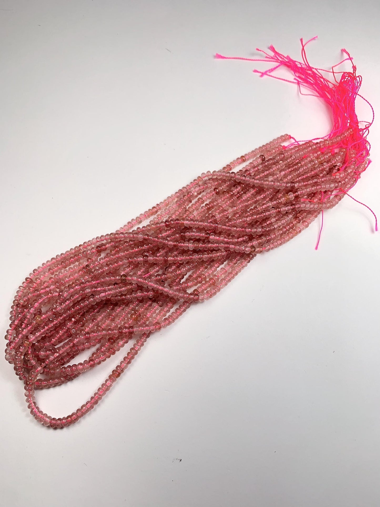 2x4mm Natural Transparent Red Strawberry Quartz Smooth Rondelle Beads 15.5" Strand Gemstone