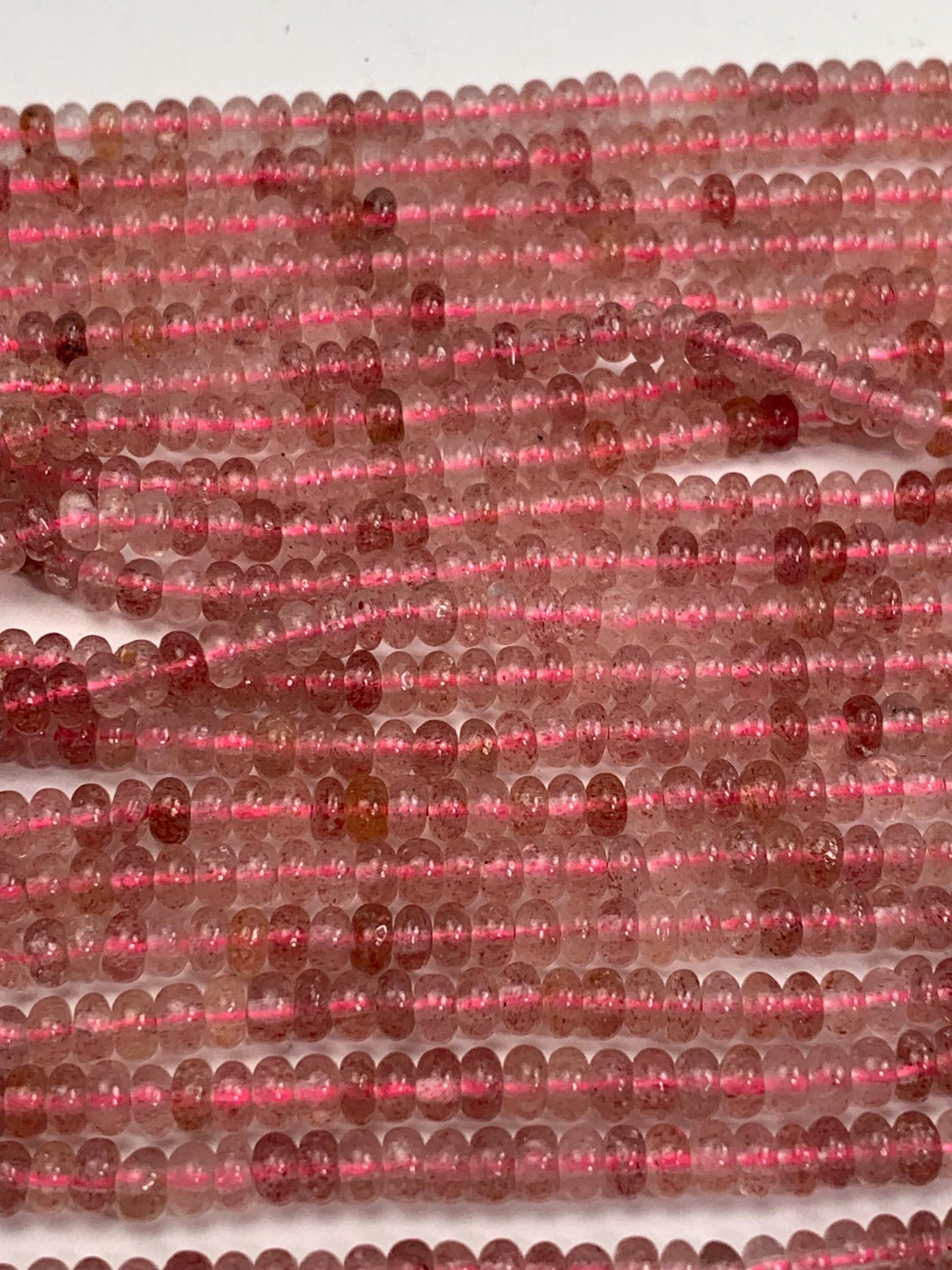 2x4mm Natural Transparent Red Strawberry Quartz Smooth Rondelle Beads 15.5" Strand Gemstone
