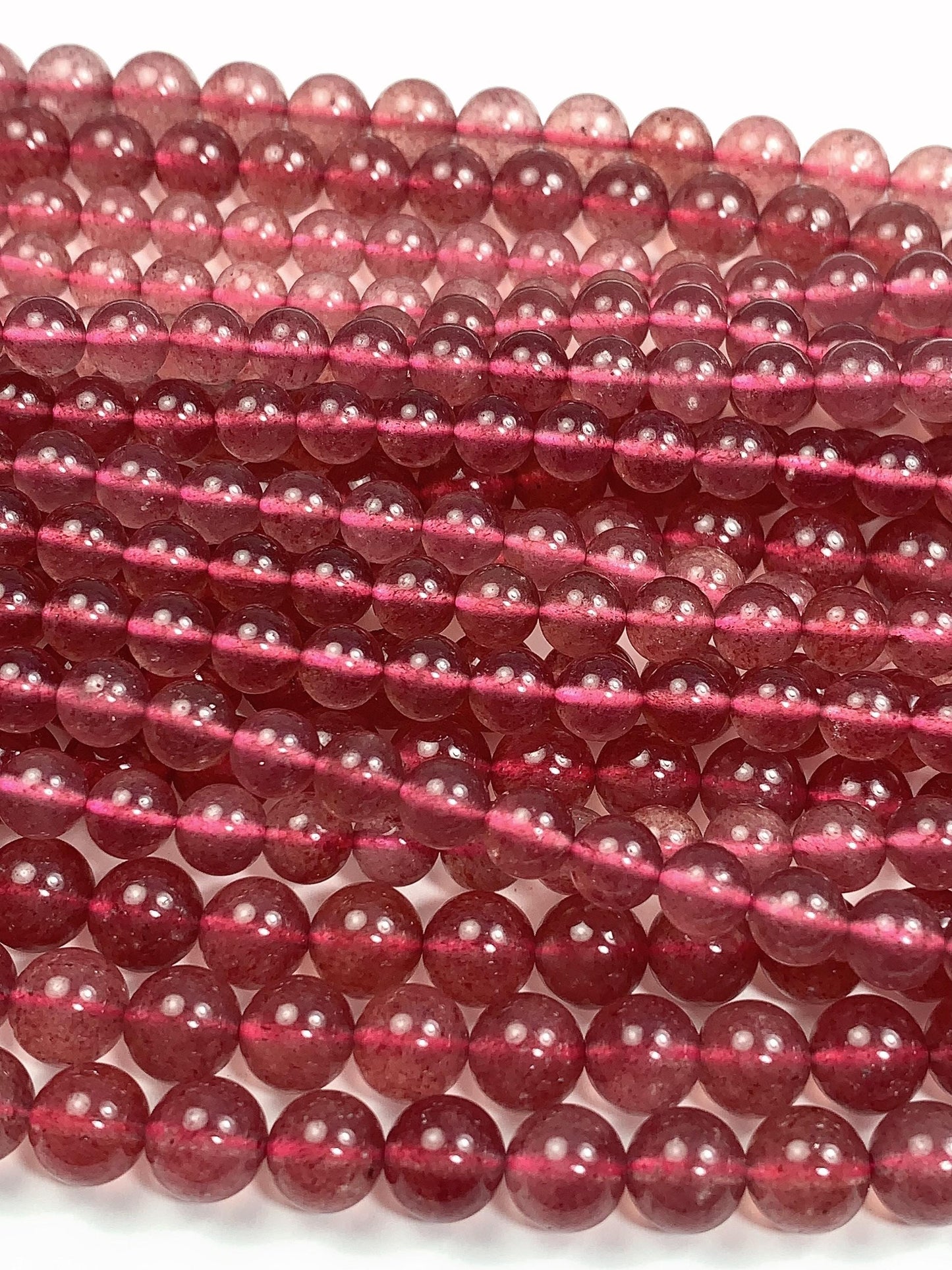 AAA Red Strawberry Quartz Beads: Natural Gemstone Strand (4mm 6mm 8mm)