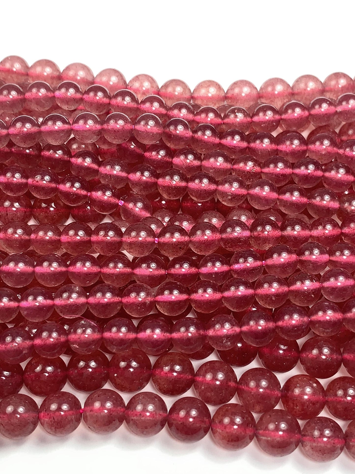 AAA Red Strawberry Quartz Beads: Natural Gemstone Strand (4mm 6mm 8mm)