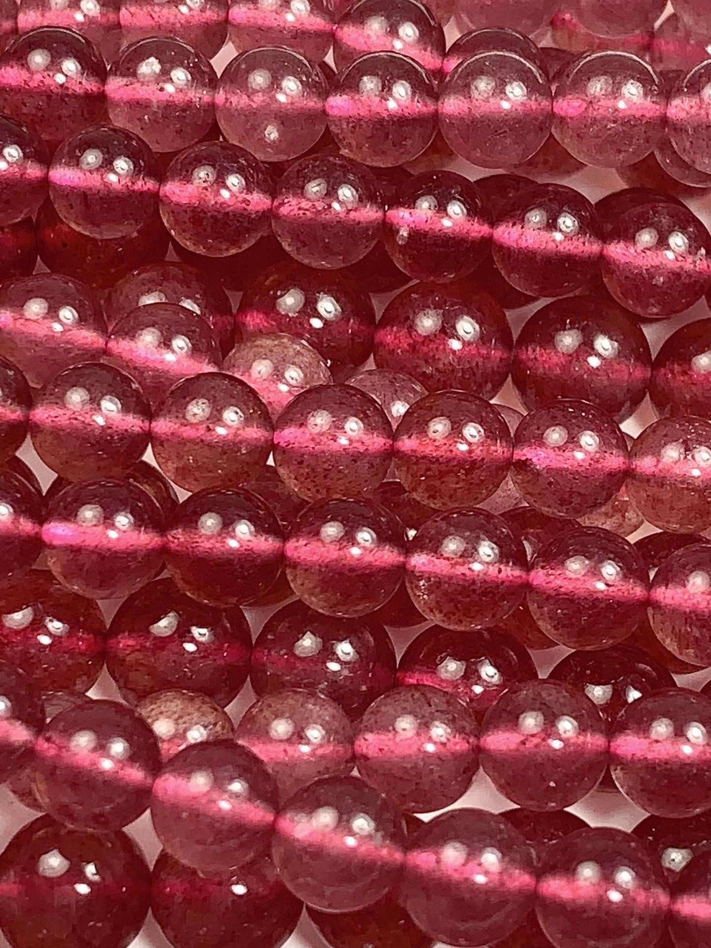 AAA Red Strawberry Quartz Beads: Natural Gemstone Strand (4mm 6mm 8mm)