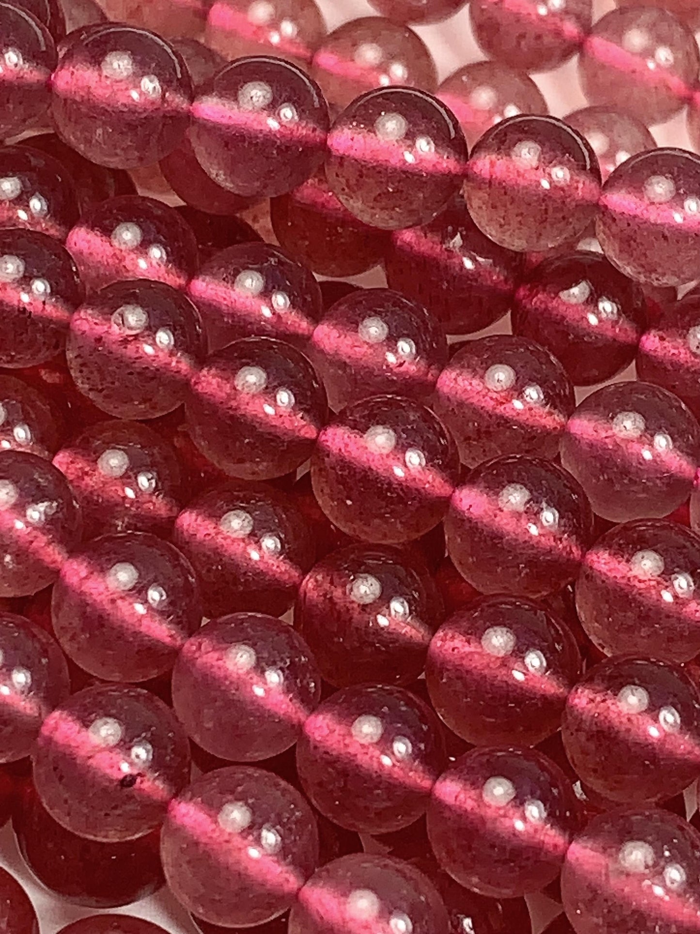 AAA Red Strawberry Quartz Beads: Natural Gemstone Strand (4mm 6mm 8mm)