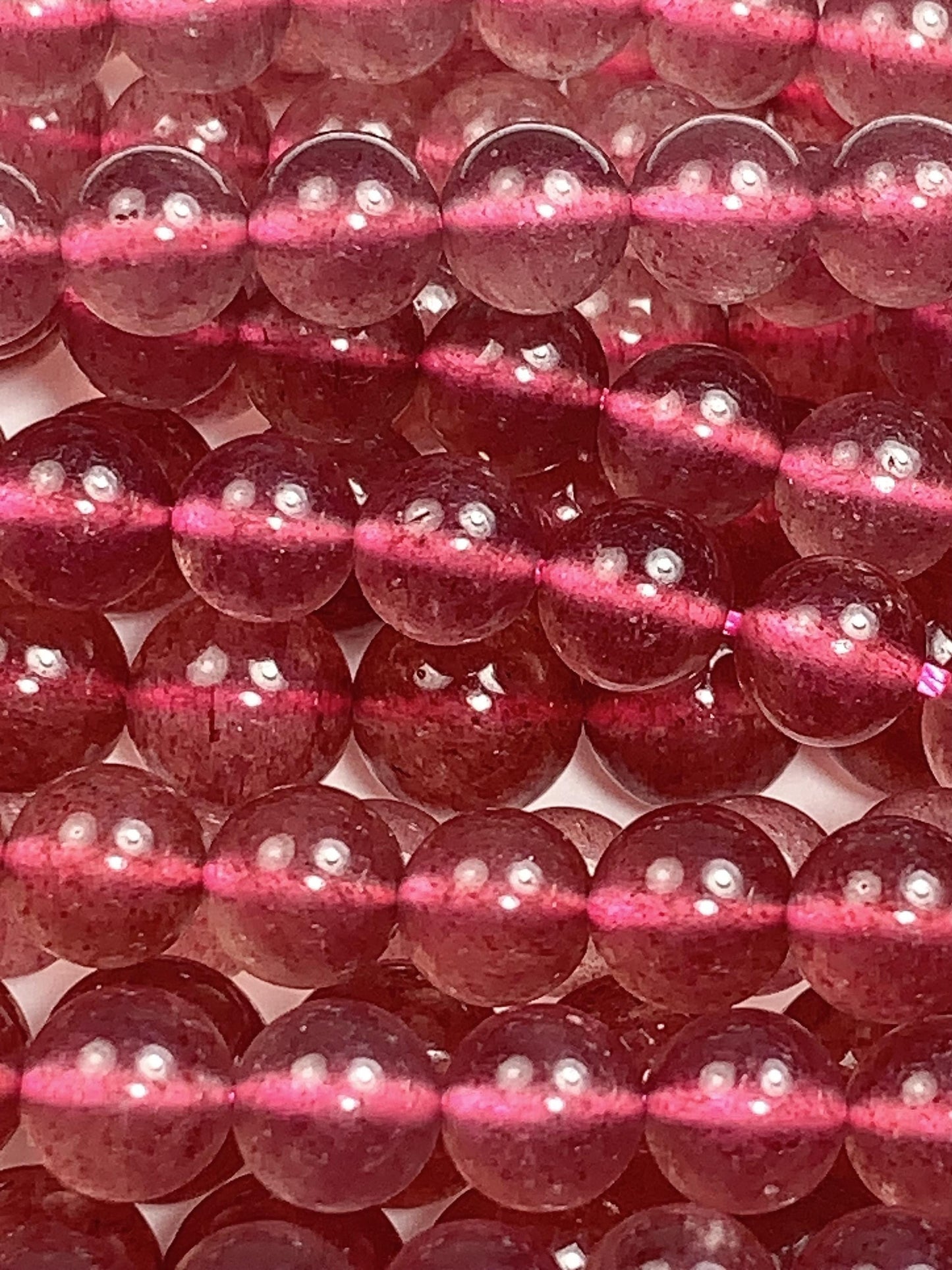 AAA Red Strawberry Quartz Beads: Natural Gemstone Strand (4mm 6mm 8mm)