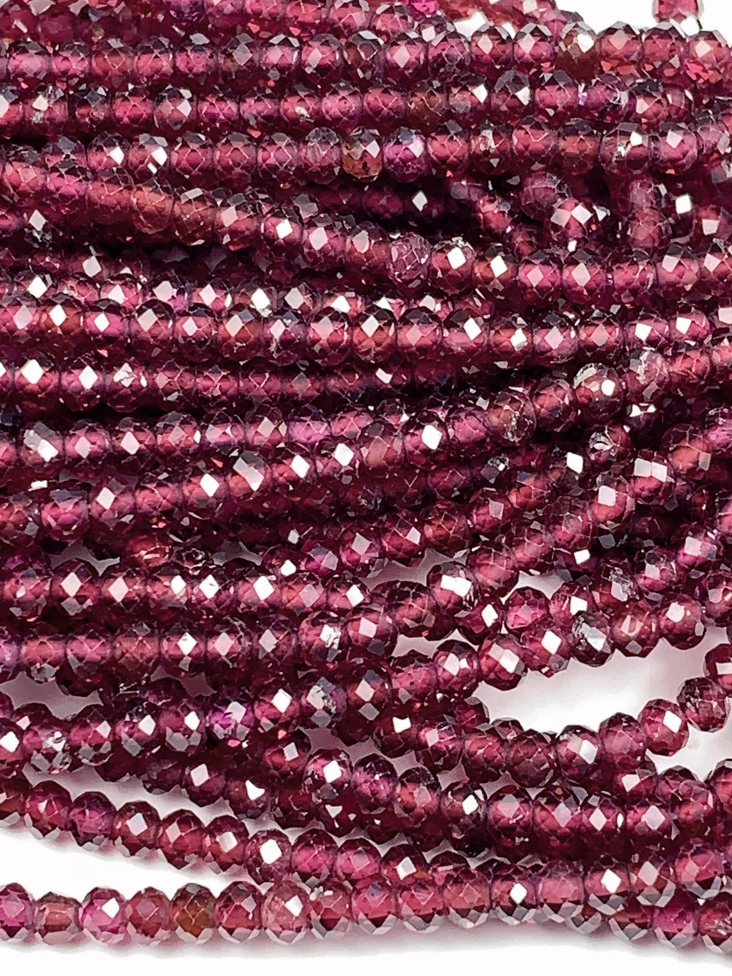 Good quality Genuine Natural purple garnet Faceted Rondelle Beads 15.5" Strand 2x2.9mm