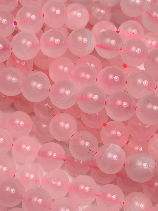 Pink Calcite Quartz Beads: Natural Gemstone Strand (8mm)