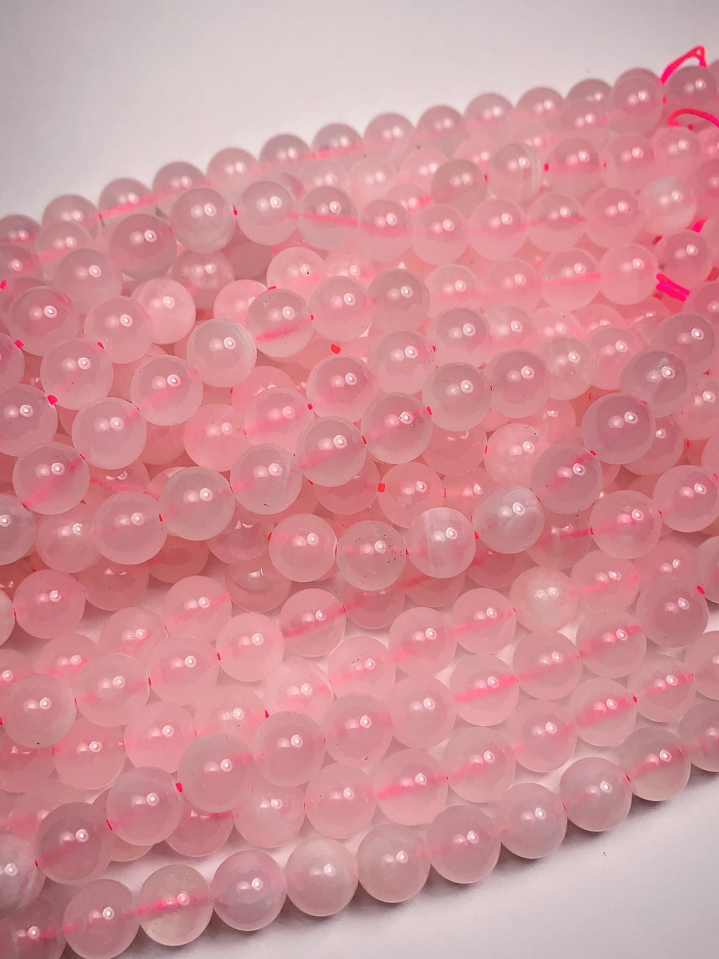 Pink Calcite Quartz Beads: Natural Gemstone Strand (8mm)