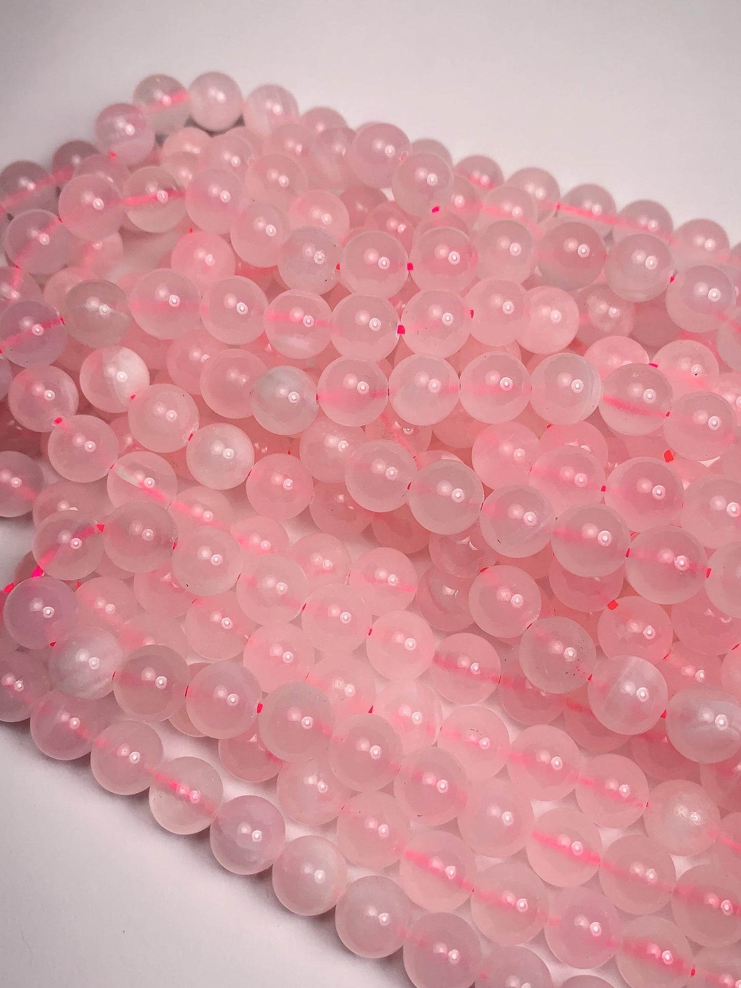 Pink Calcite Quartz Beads: Natural Gemstone Strand (8mm)