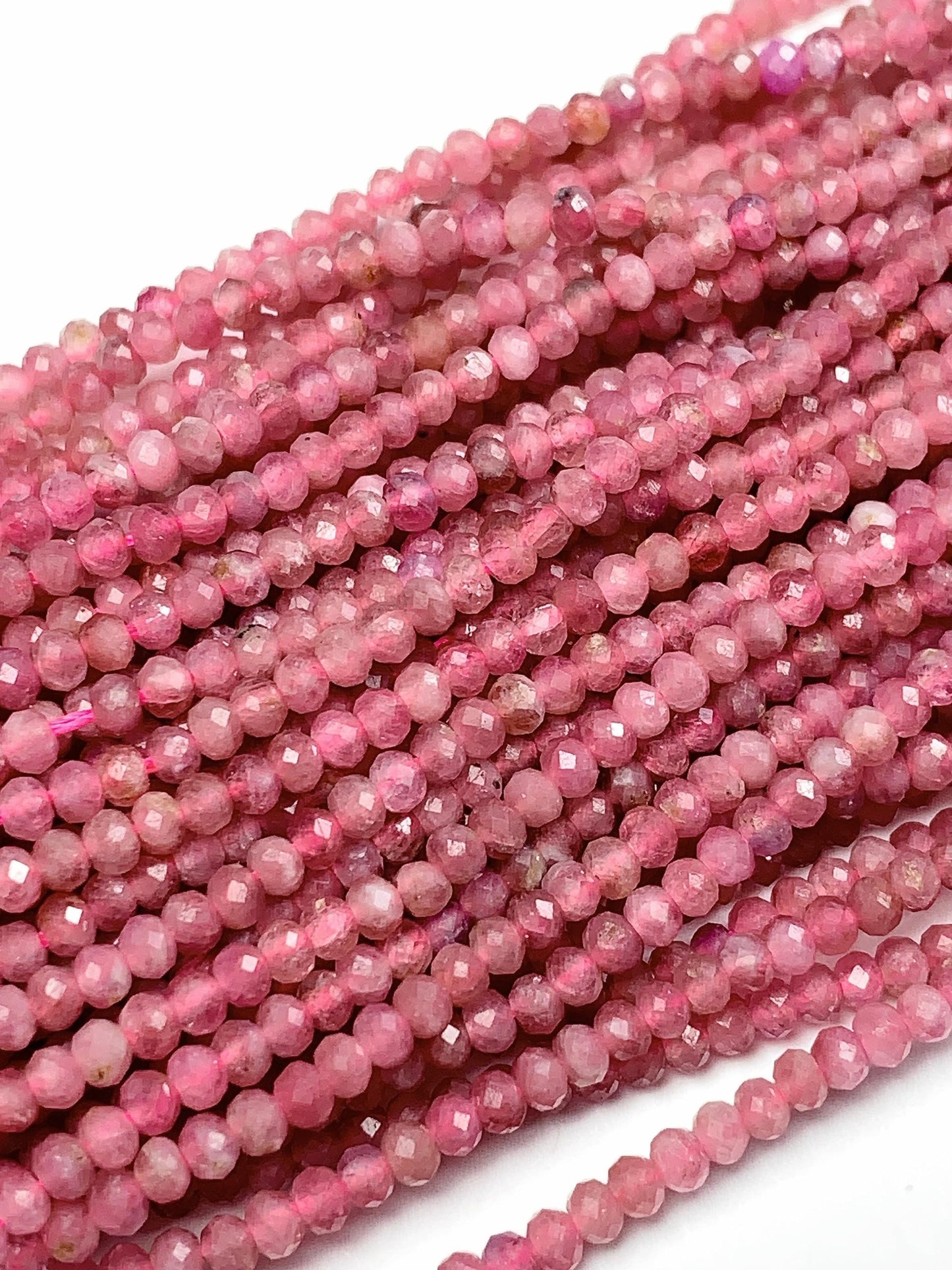 Good quality Pink Tourmaline Faceted Rondelle Beads : Genuine Natural 15.5" Strand 2x3mm