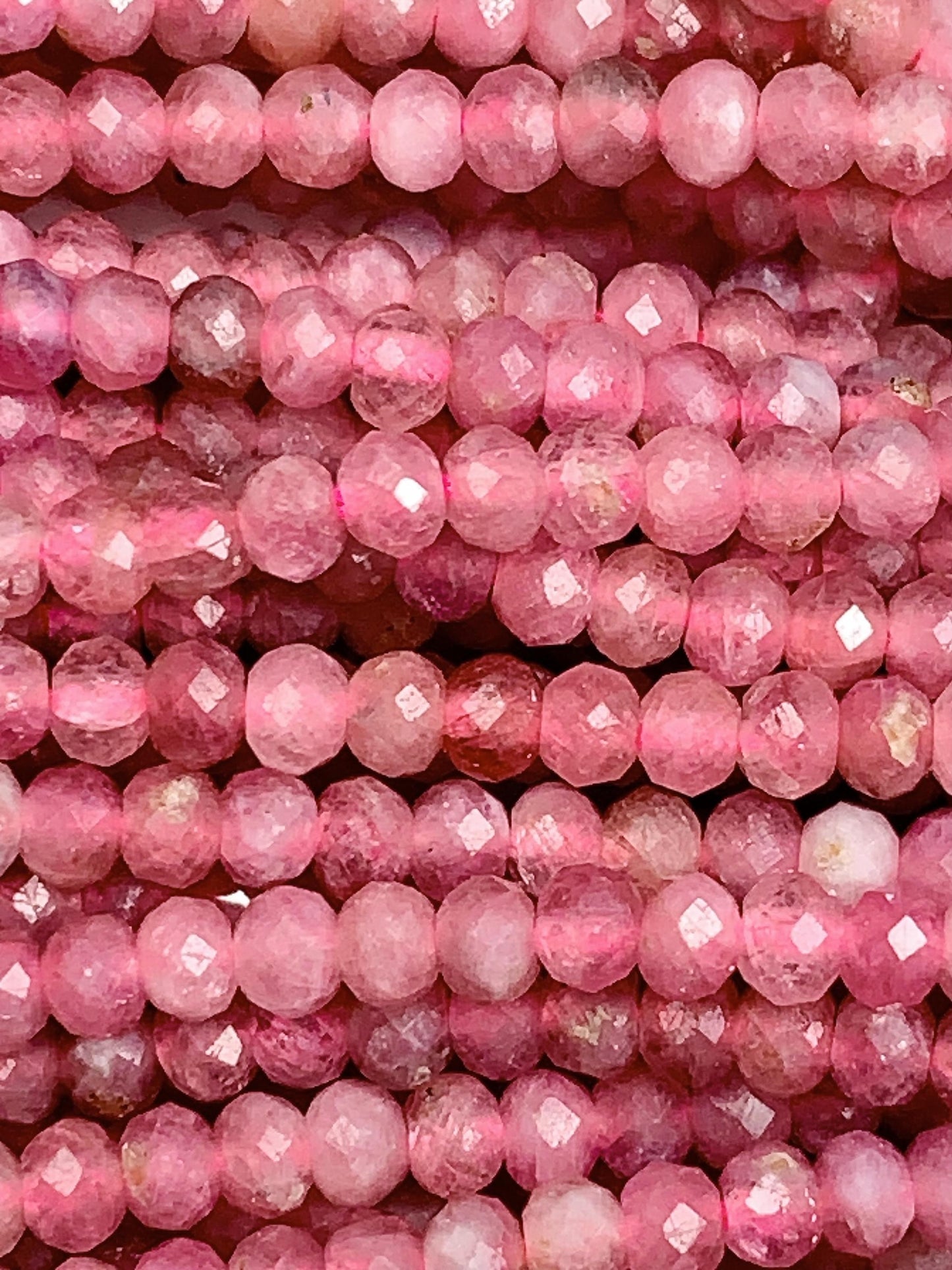 Good quality Pink Tourmaline Faceted Rondelle Beads : Genuine Natural 15.5" Strand 2x3mm