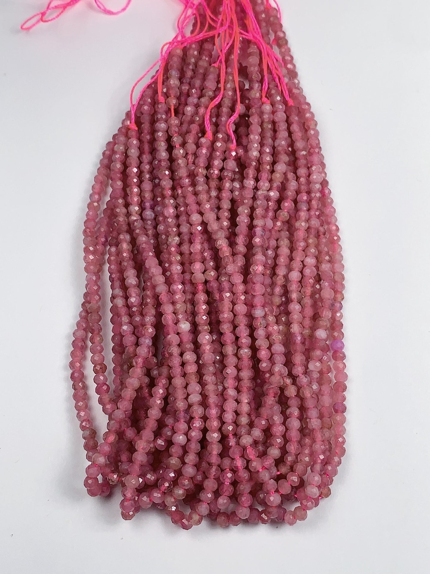 Good quality Pink Tourmaline Faceted Rondelle Beads : Genuine Natural 15.5" Strand 2x3mm