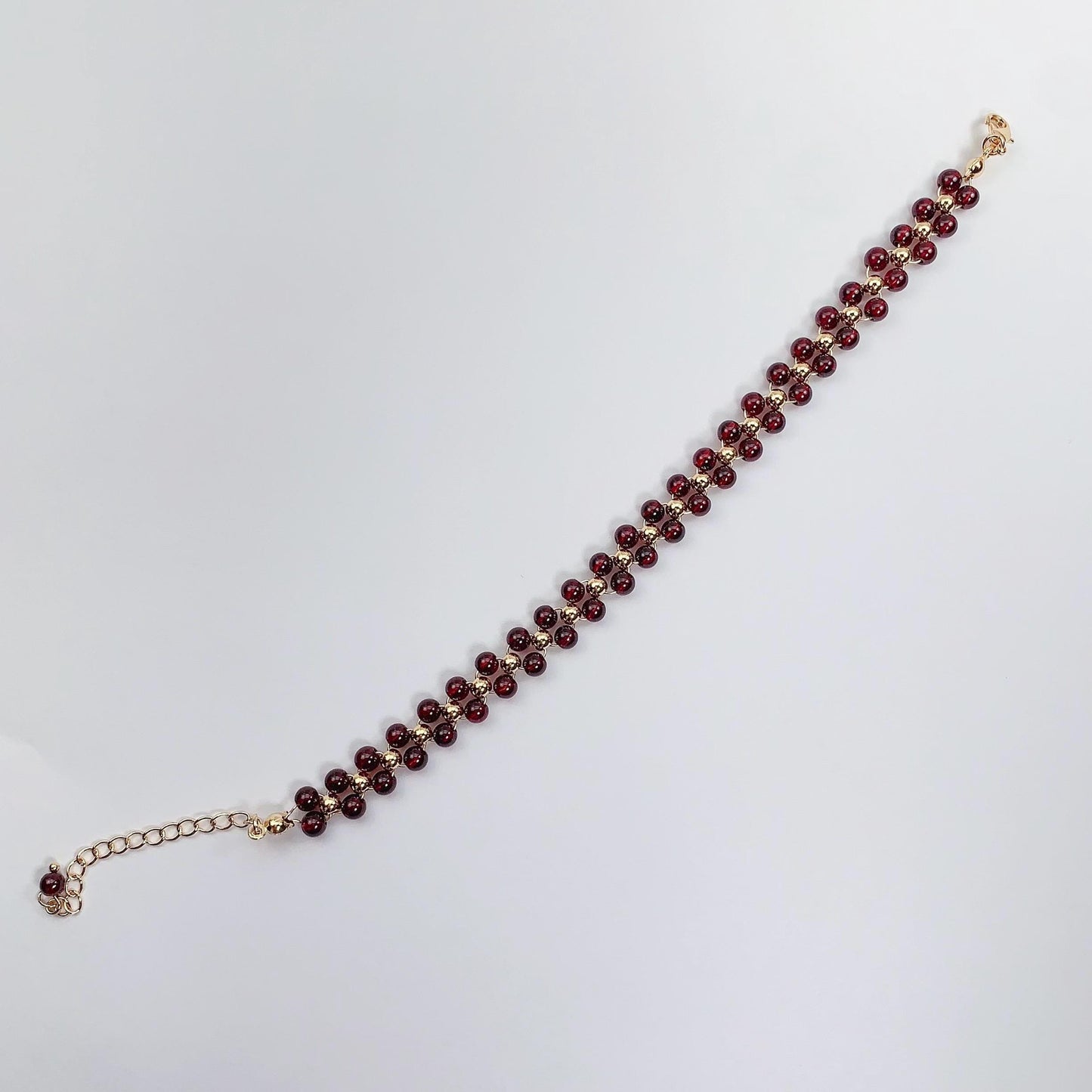 Natural Red Garnet 14K Gold Filled Bracelet: January Birthstone