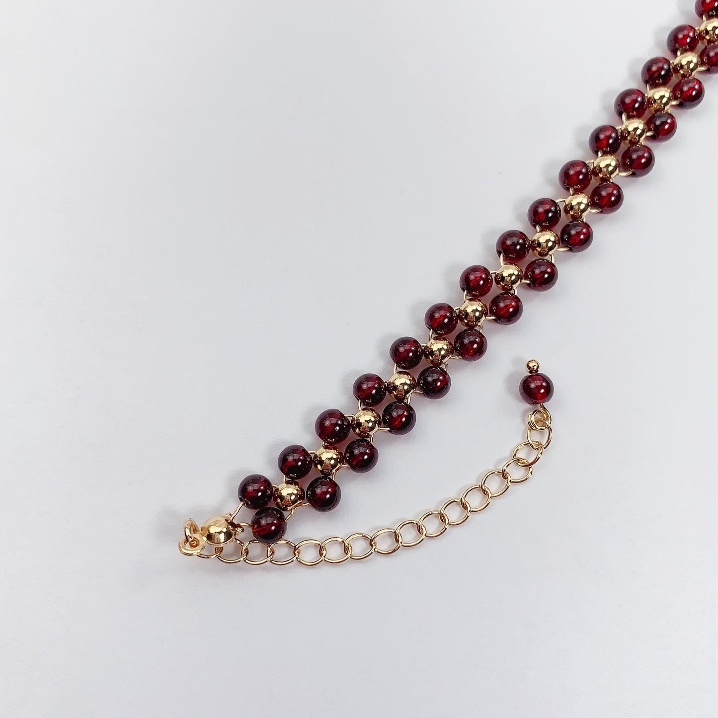 Natural Red Garnet 14K Gold Filled Bracelet: January Birthstone