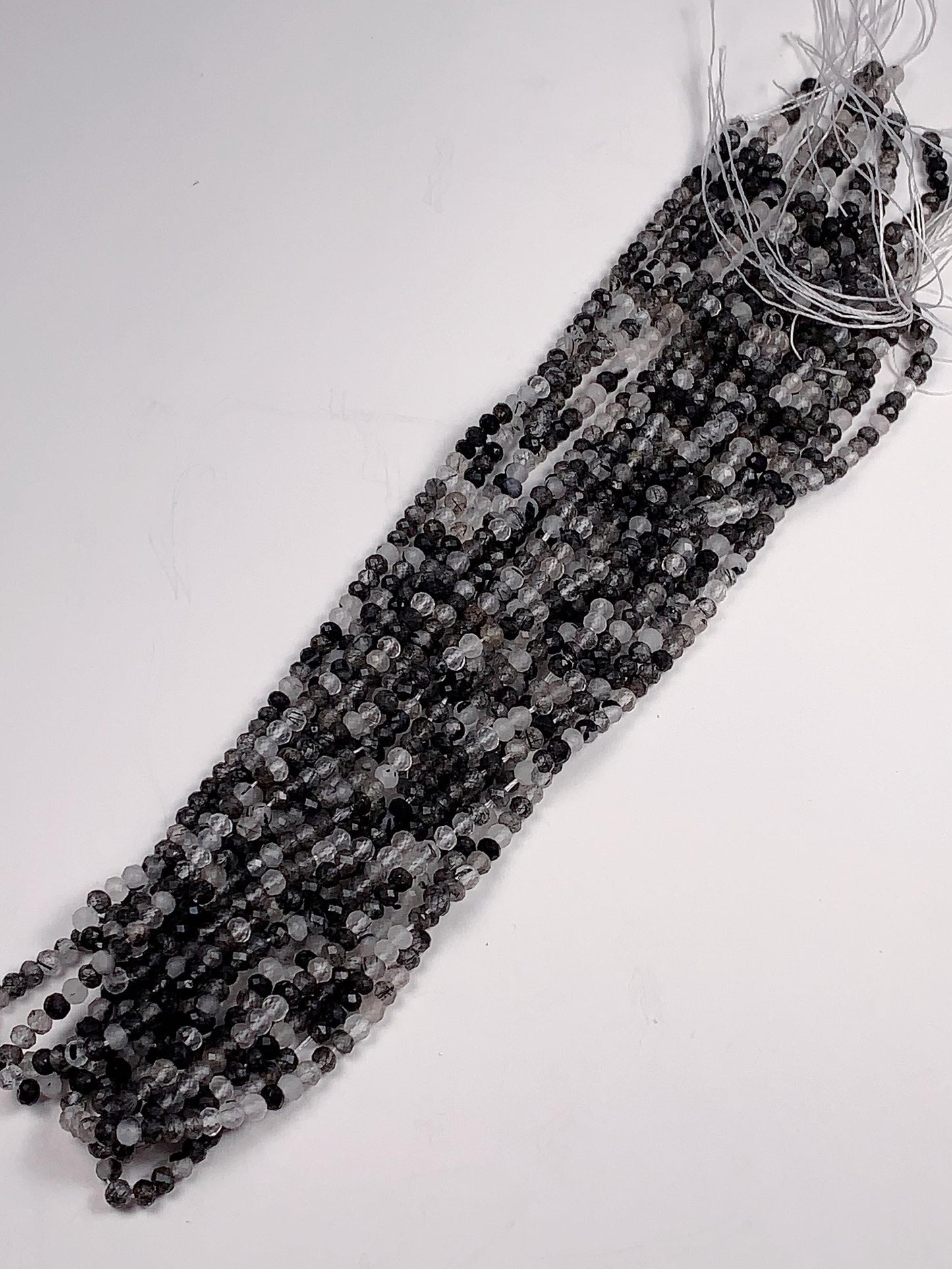 Good quality Genuine Natural Black Rutilated Quartz Faceted Rondelle Beads 15.5" Strand 3x4mm